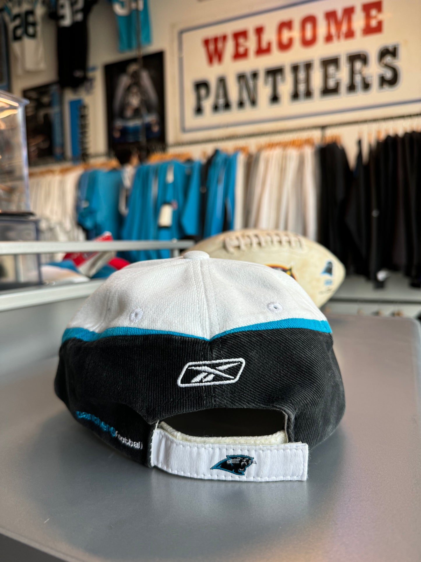 00’s Carolina Panthers Reebok Colorblocked NFL Strapback Hat (OSFA)