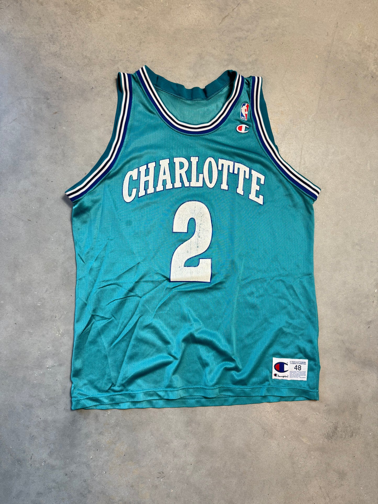 90’s Charlotte Hornets Larry Johnson Vintage Champion NBA Jersey (