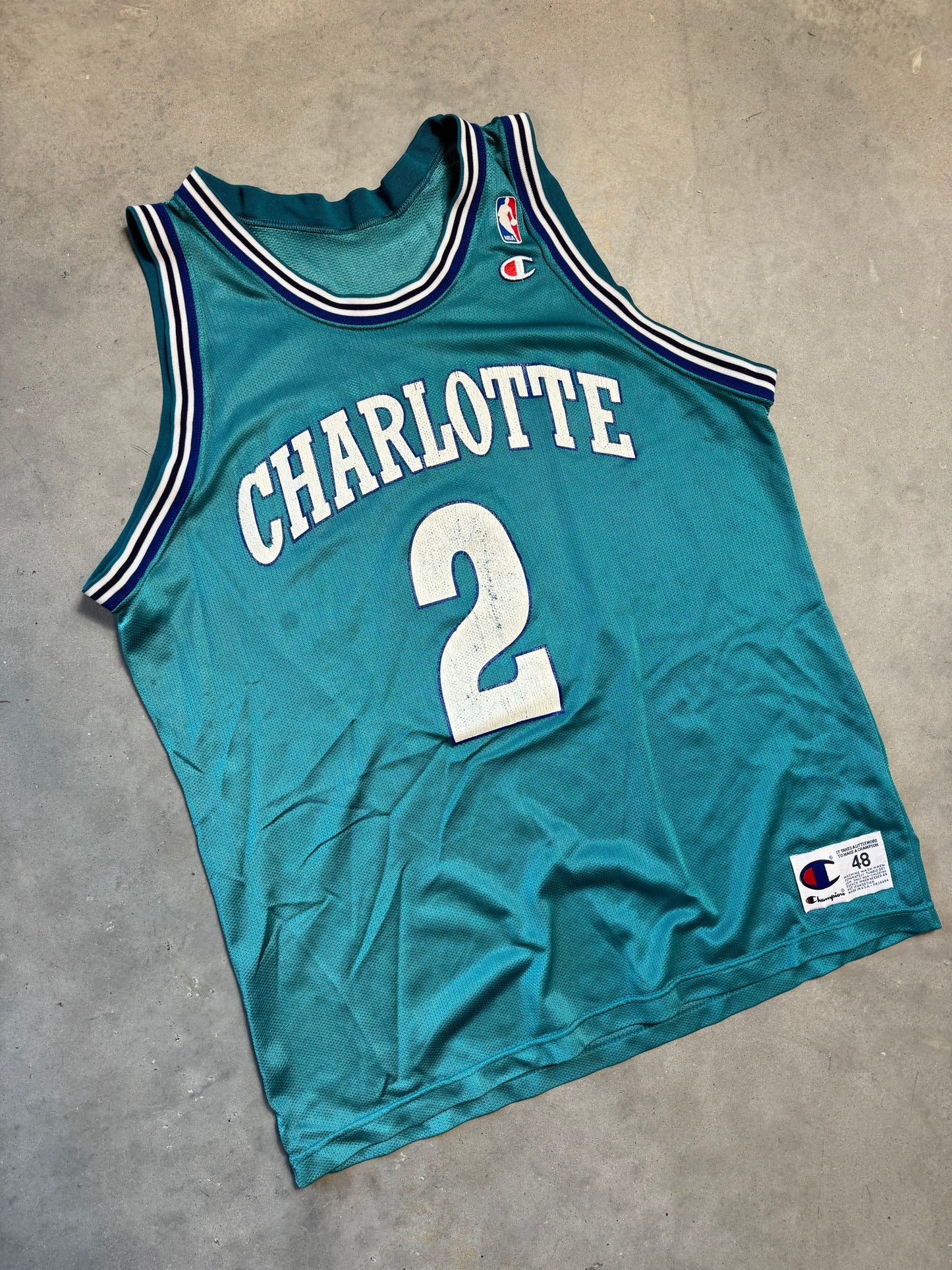 90’s Charlotte Hornets Larry Johnson Vintage Champion NBA Jersey (