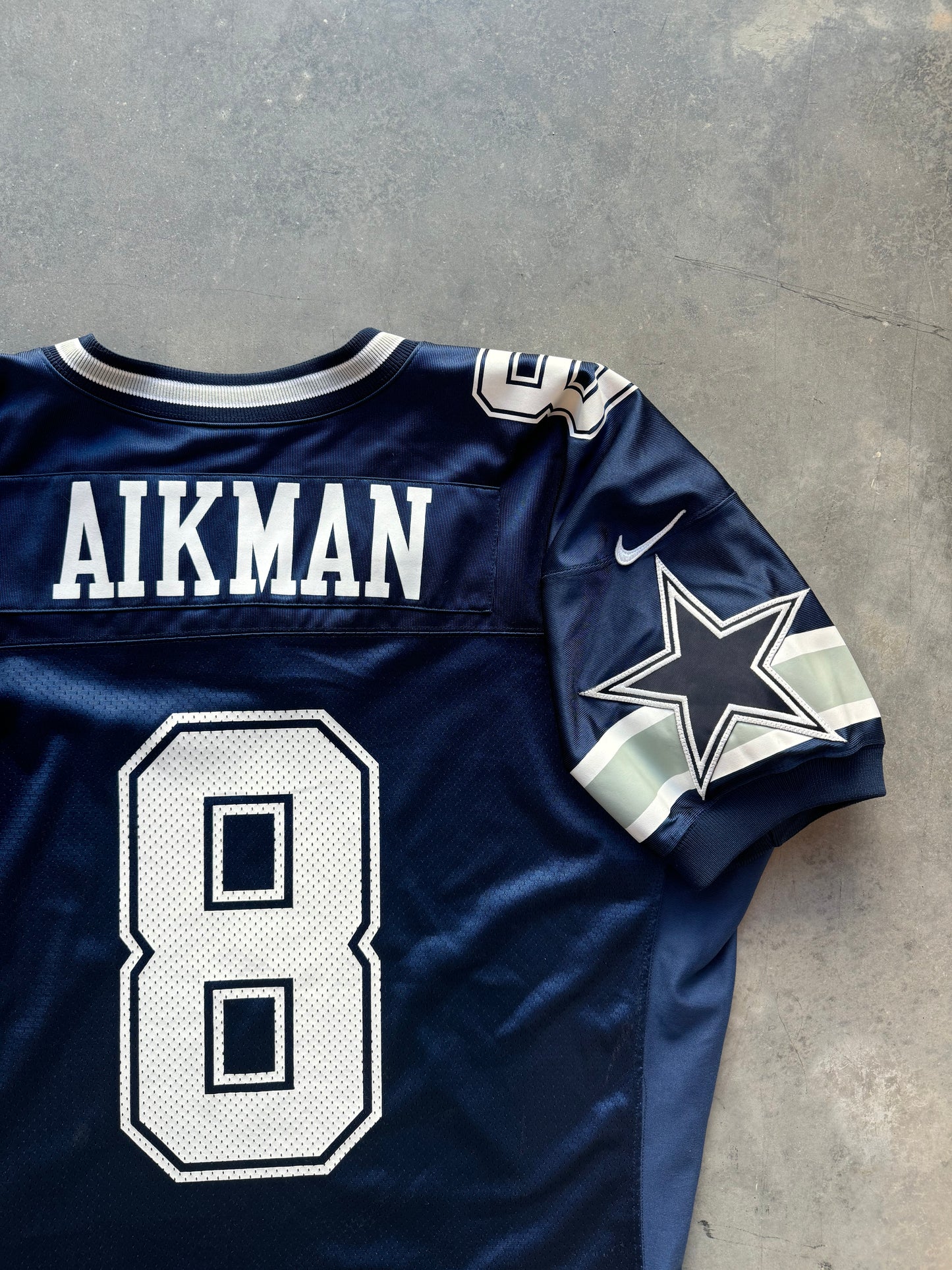 1996 Dallas Cowboys Troy Aikman Vintage Nike Blue NFL Pro Line Authentic Jersey (XL)