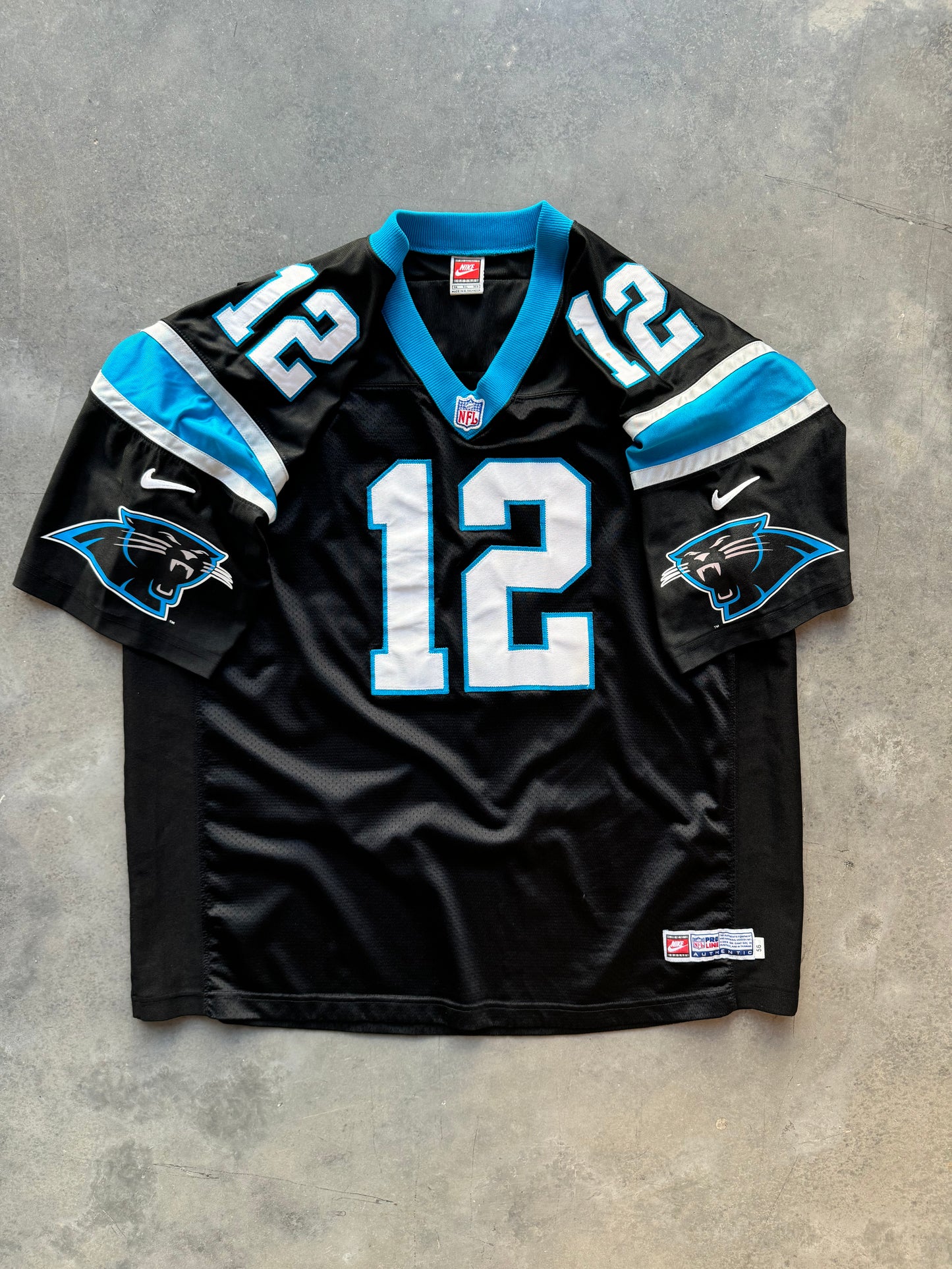 1996 Carolina Panthers Kerry Collins Vintage Black Nike Fully Embroidered NFL Authentic Jersey (56/XXL)