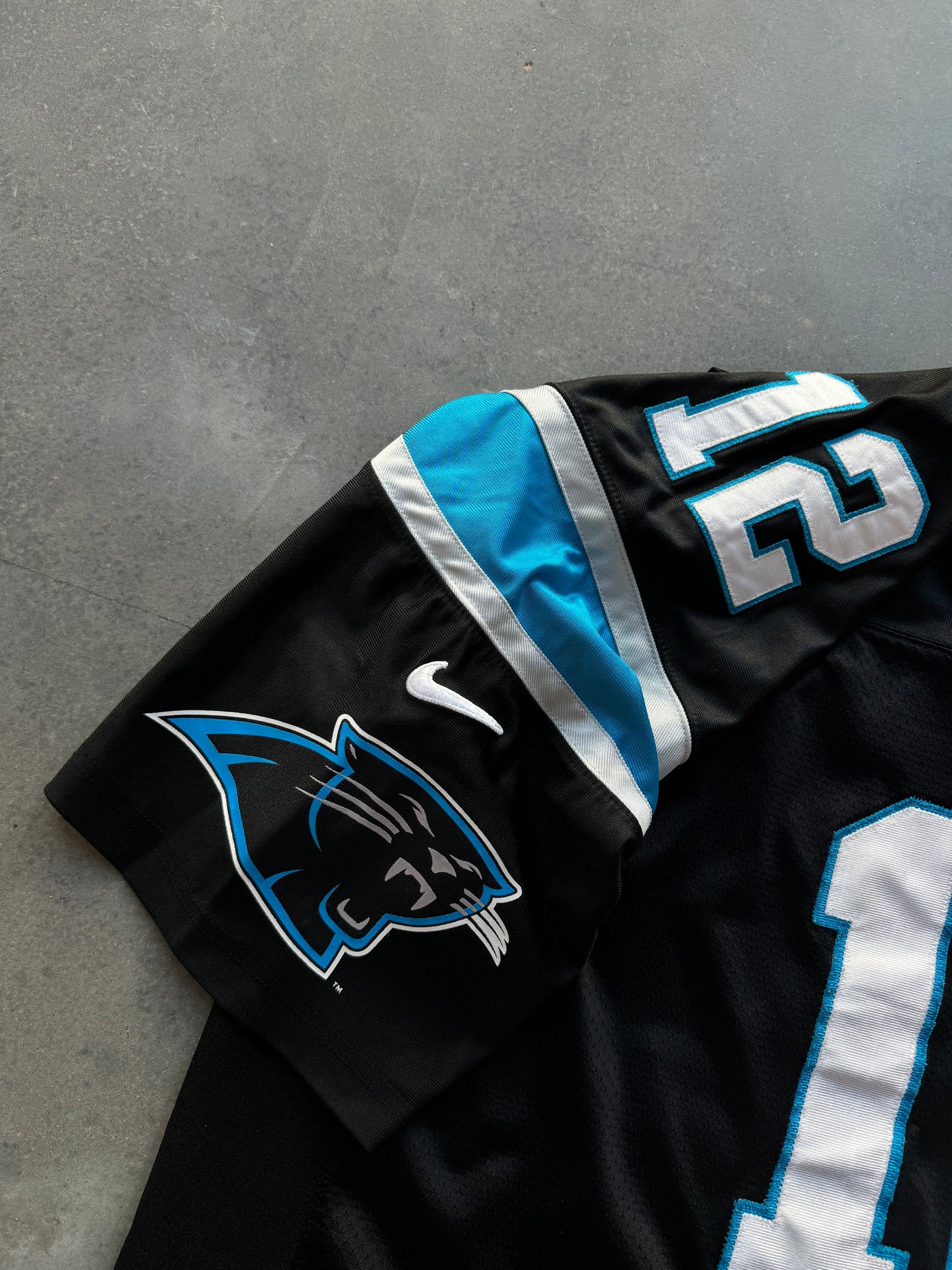 1996 Carolina Panthers Kerry Collins Vintage Black Nike Fully Embroidered NFL Authentic Jersey (56/XXL)