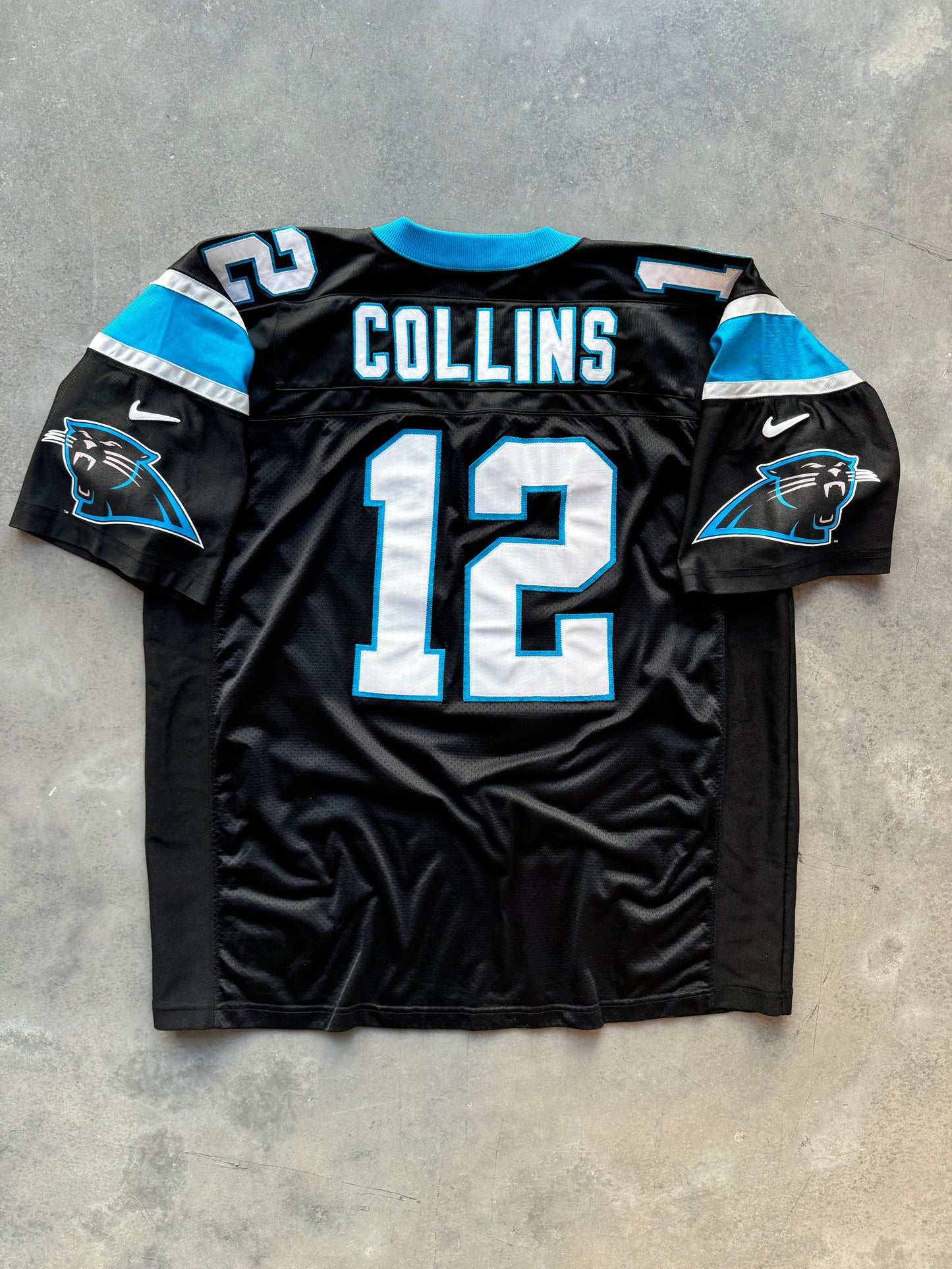 1996 Carolina Panthers Kerry Collins Vintage Black Nike Fully Embroidered NFL Authentic Jersey (56/XXL)