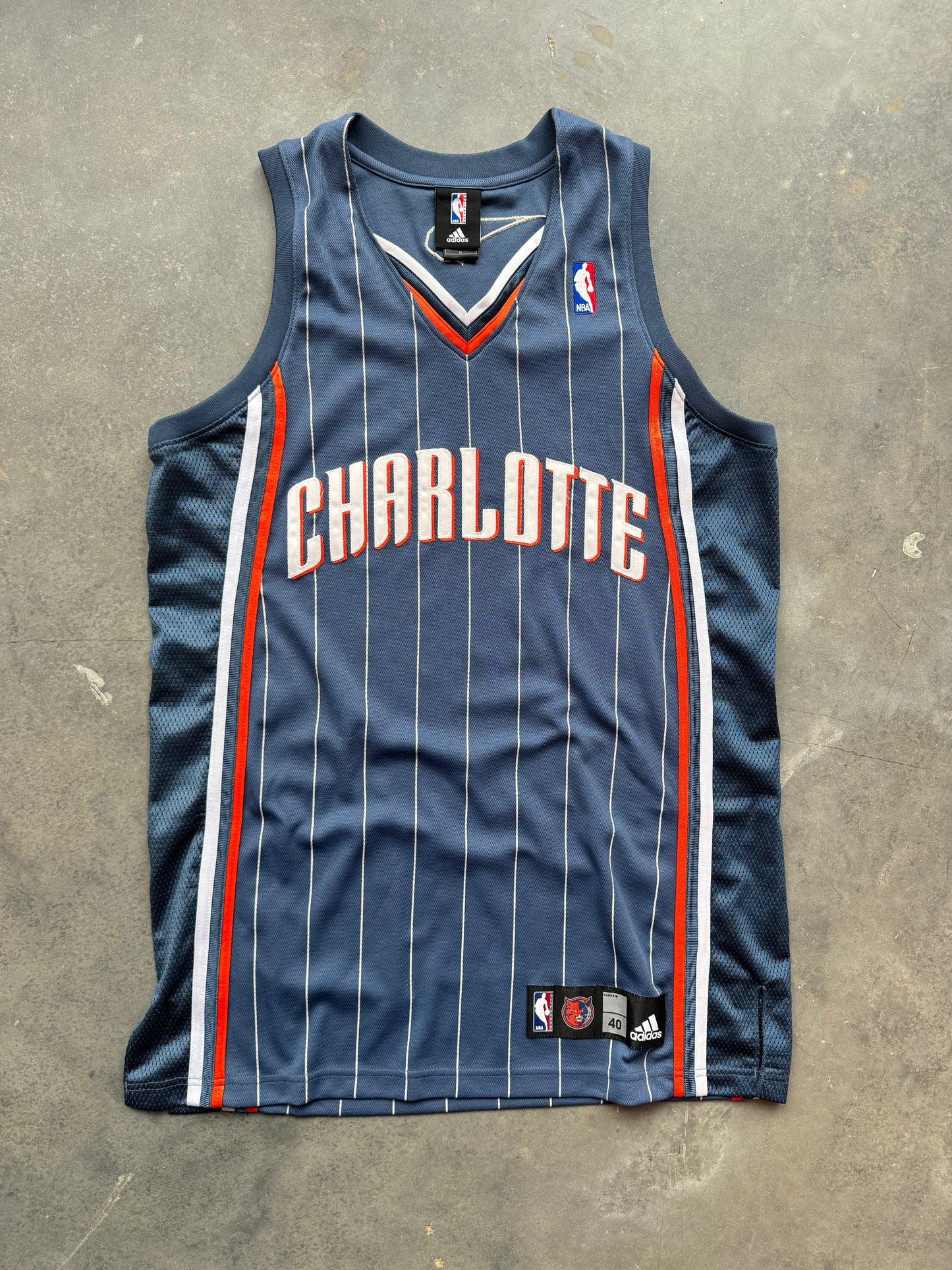 2009/2010 Charlotte Bobcats Vintage Blue Pinstriped Blank Customizable NBA Authentic Jersey (40/Medium)