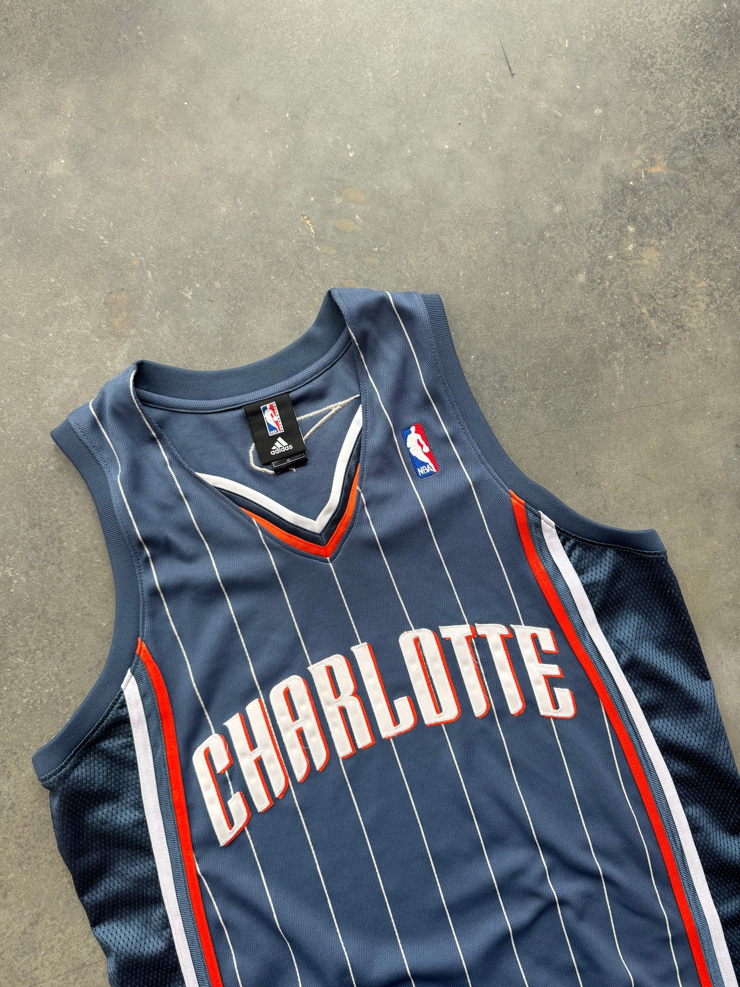 2009/2010 Charlotte Bobcats Vintage Blue Pinstriped Blank Customizable NBA Authentic Jersey (40/Medium)