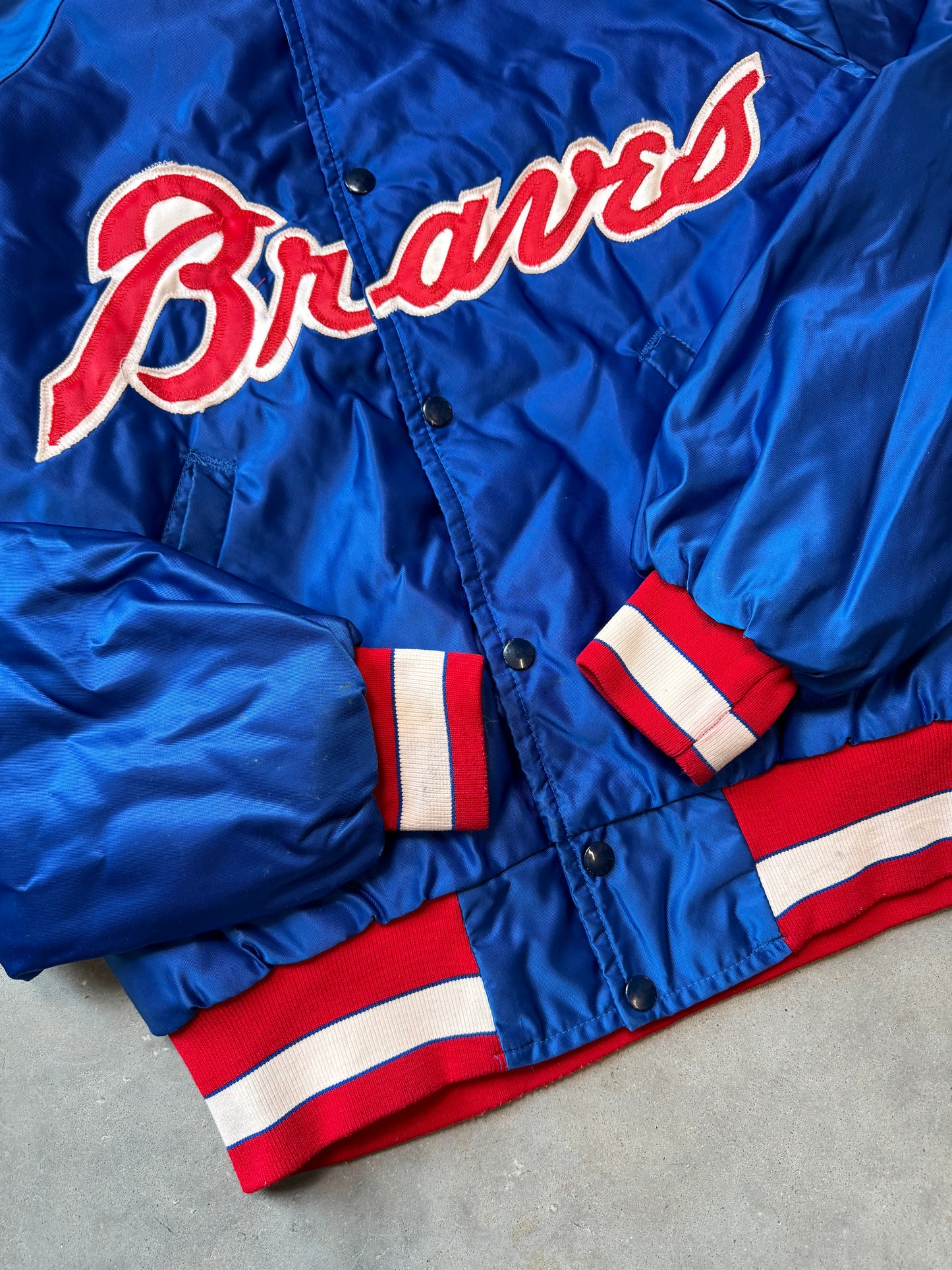 80’s Vintage Atlanta Braves Starter Satin MLB Bomber Jacket (Large)