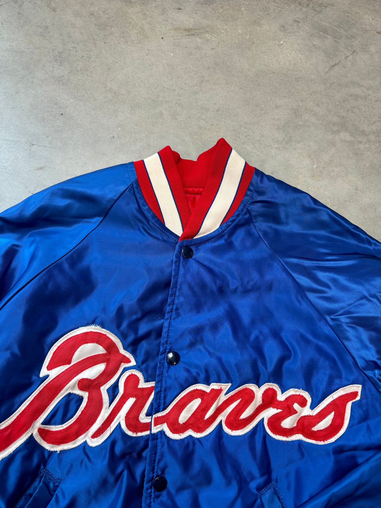 80’s Vintage Atlanta Braves Starter Satin MLB Bomber Jacket (Large)