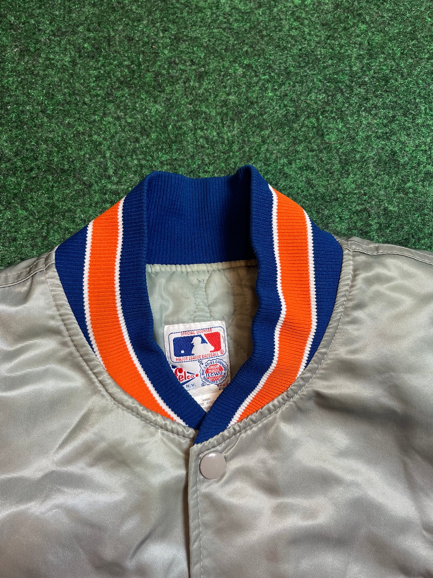 80’s New York Mets Silver Felco Made in USA MLB Satin Jacket (Large)