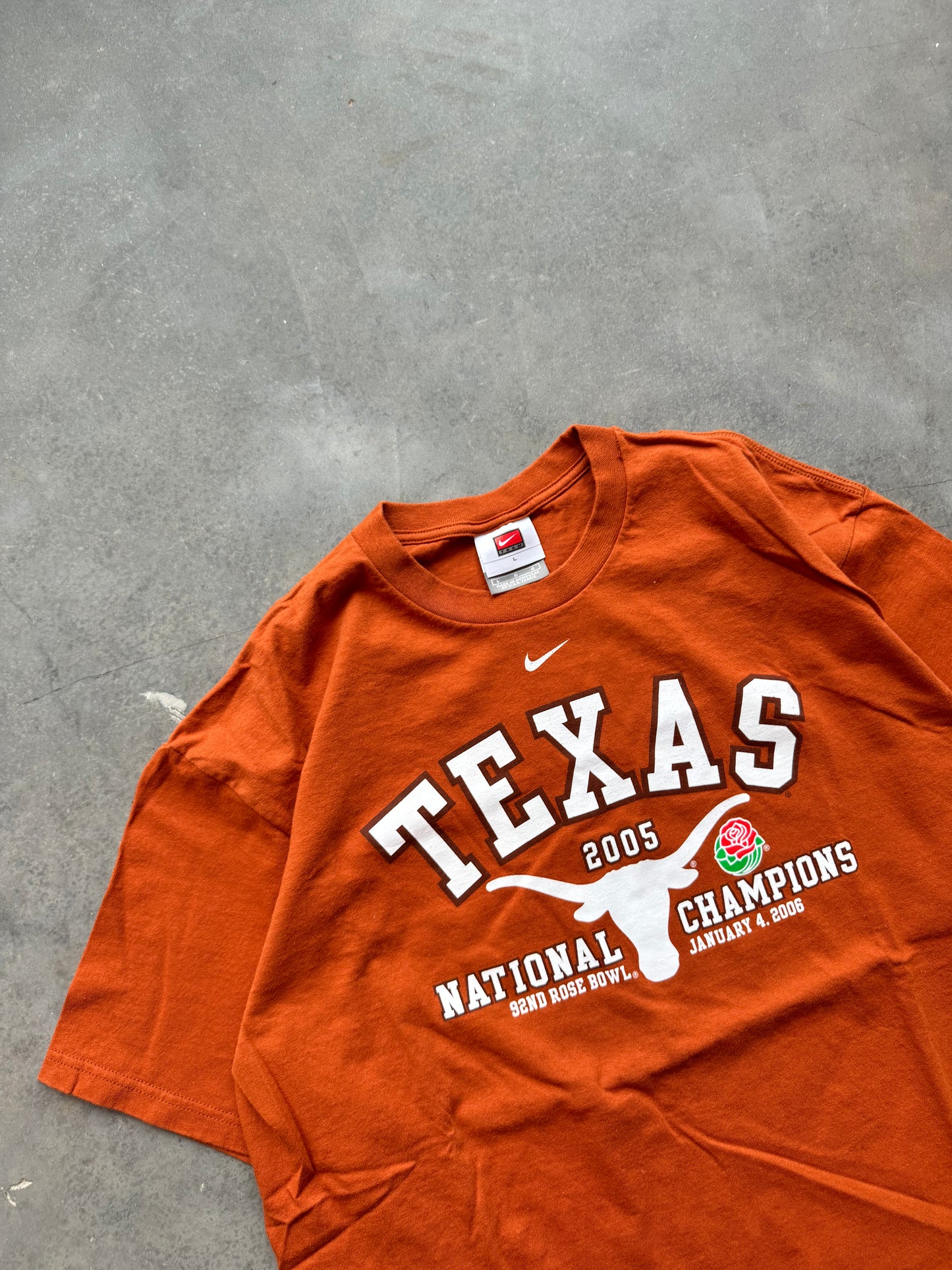 2005 Texas Longhorns National Champions Vintage Orange Nike College Football Tee (Large)