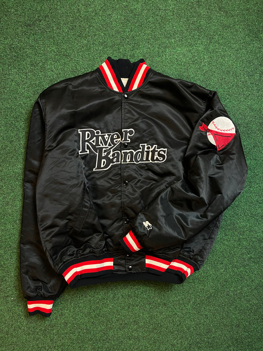 80’s Quad City River Bandits Vintage Minor League Baseball Starter Satin Jacket (XL)