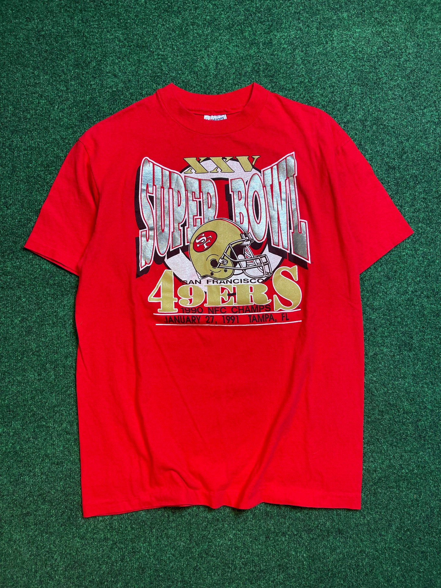 1991 San Francisco 49ers Super Bowl XXV Vintage NFL Tee (Medium)