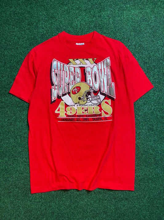 1991 San Francisco 49ers Super Bowl XXV Vintage NFL Tee (Medium)