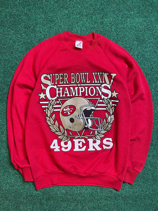 1990 San Francisco 49ers Super Bowl XXIV Champions NFL Crewneck (