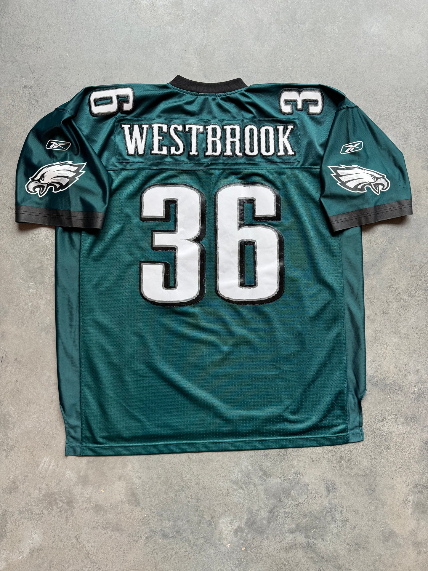 00’s Philadelphia Eagles Brian Westbrook Vintage Midnight Green Reebok Stitched NFL Jersey (XXL)