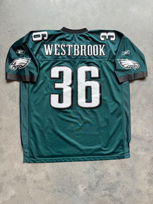 00’s Philadelphia Eagles Brian Westbrook Vintage Midnight Green Reebok Stitched NFL Jersey (XXL)