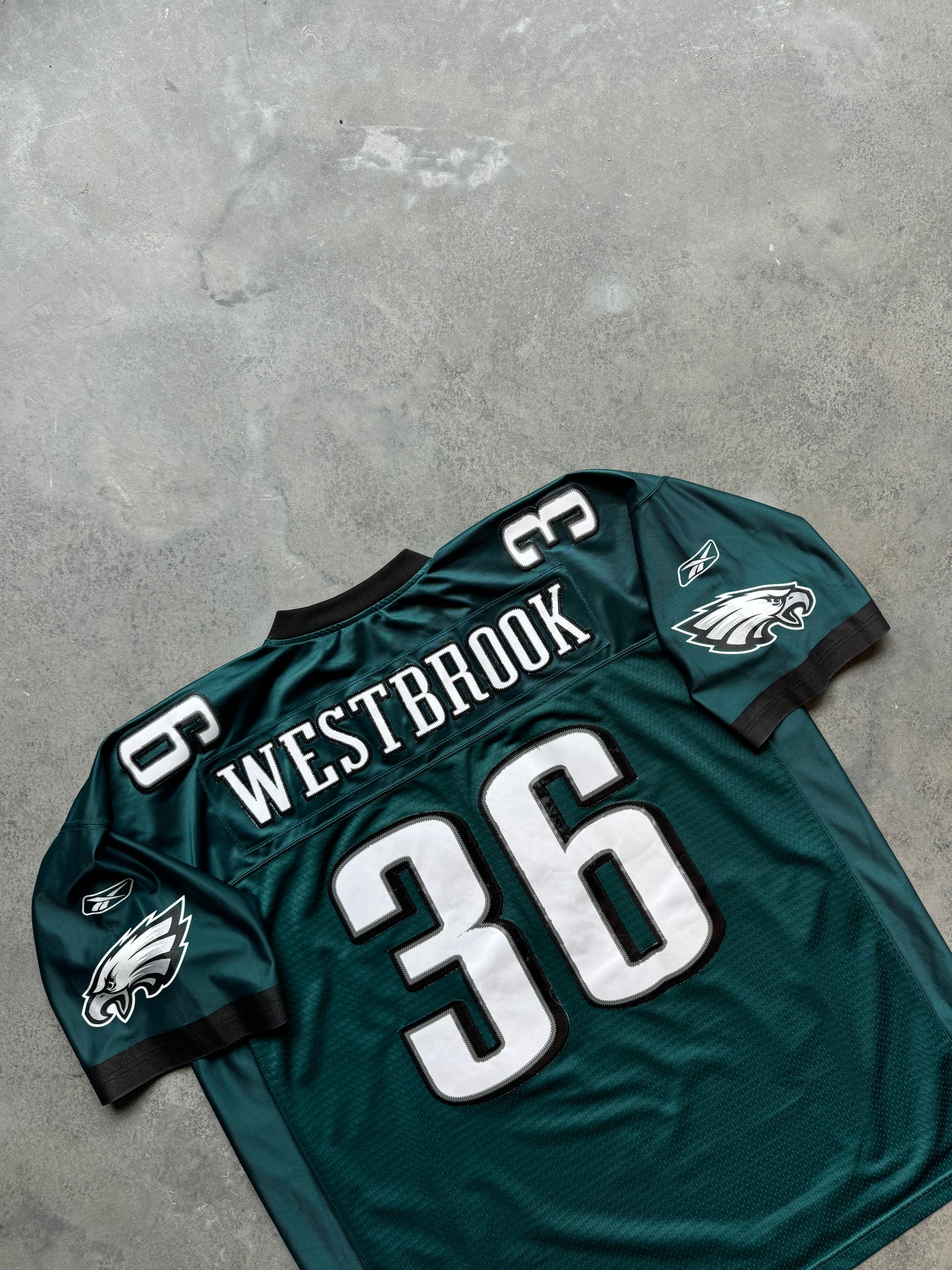 00’s Philadelphia Eagles Brian Westbrook Vintage Midnight Green Reebok Stitched NFL Jersey (XXL)