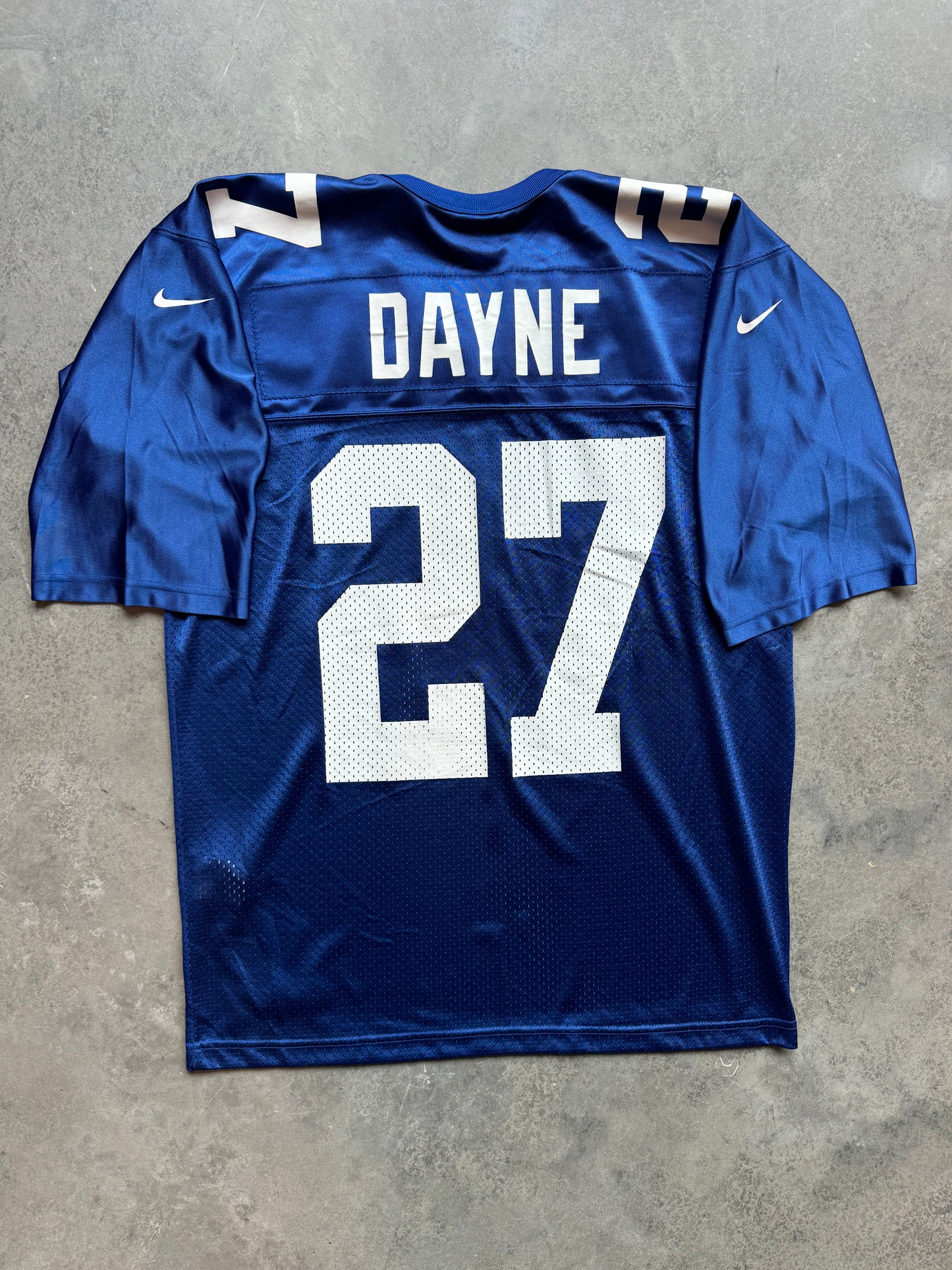 00’s New York Giants Ron Dayne Vintage Blue Nike NFL Jersey (Medium)