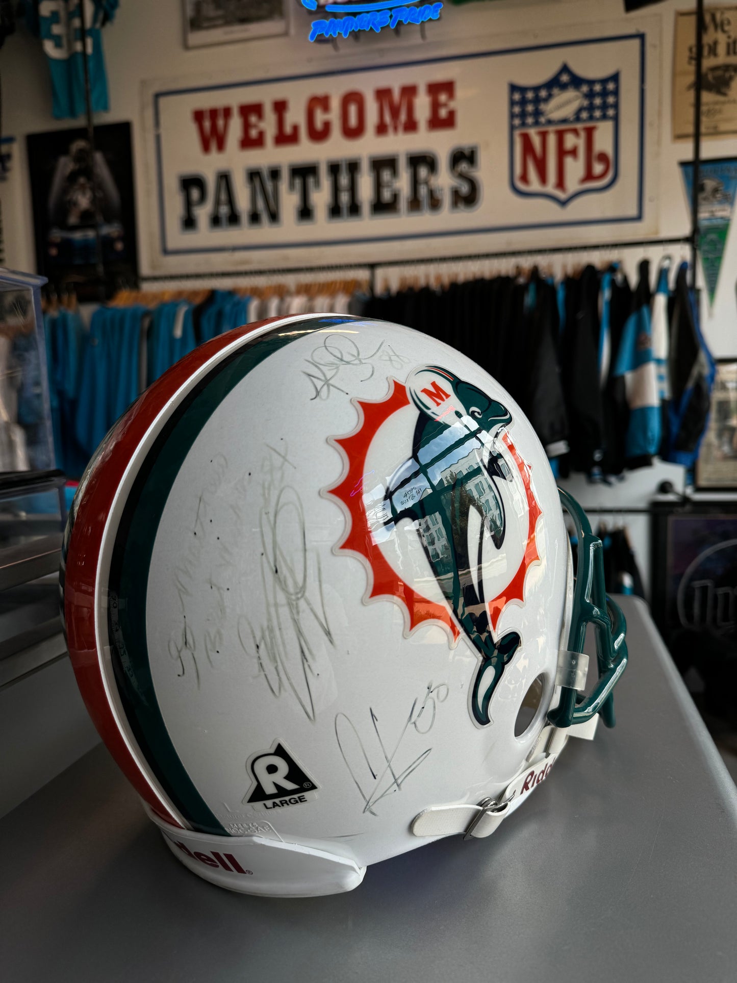 90’s Miami Dolphins Vintage White Riddell VSR-4 Full Size NFL Helmet - Autographed