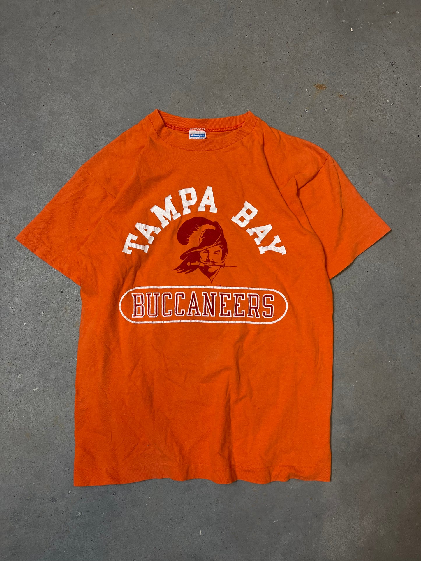 80’s Tampa Bay Buccaneers Vintage Champion Creamsicle Orange NFL Tee (Small)