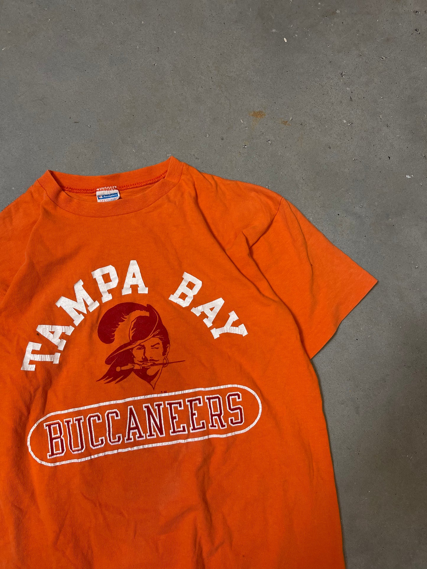 80’s Tampa Bay Buccaneers Vintage Champion Creamsicle Orange NFL Tee (Small)