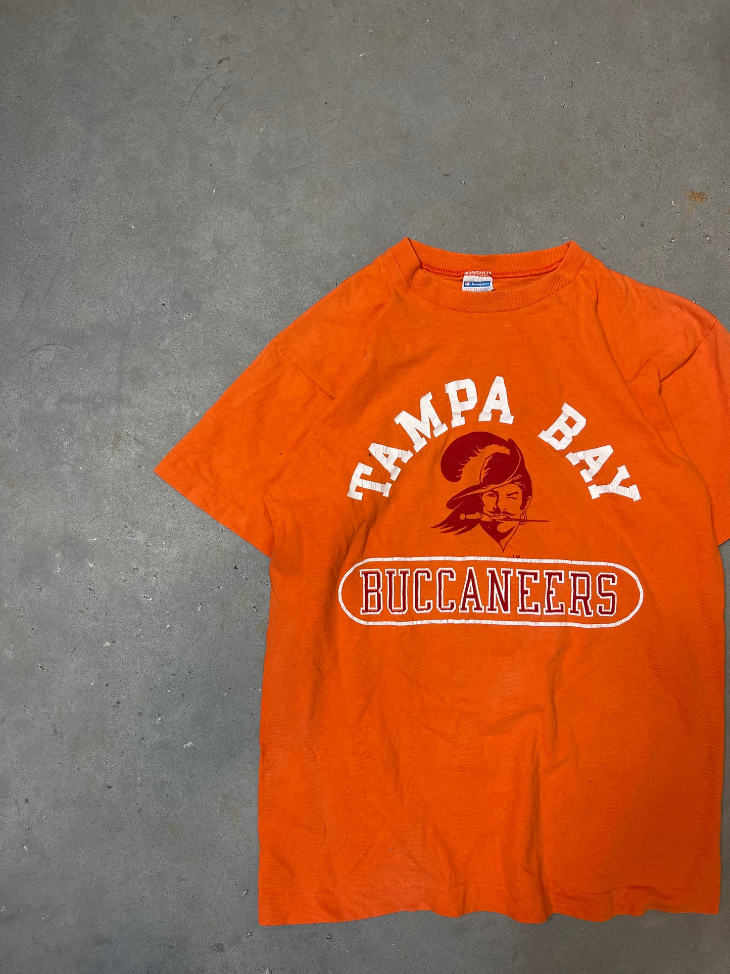 80’s Tampa Bay Buccaneers Vintage Champion Creamsicle Orange NFL Tee (Small)