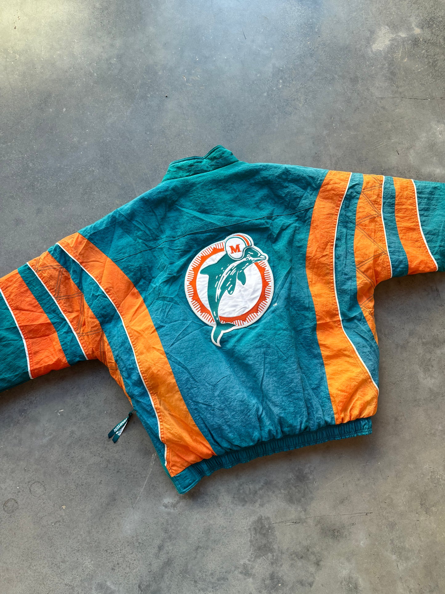 90’s Miami Dolphins Vintage Teal Starter Half Zip NFL Puffer Jacket (XXL)