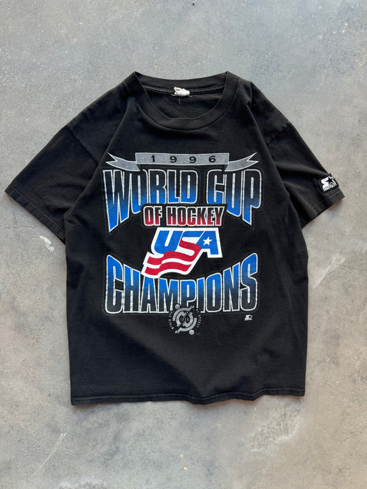 1996 Team USA World Cup of Hockey Champions Vintage Black Starter Tee (Medium)