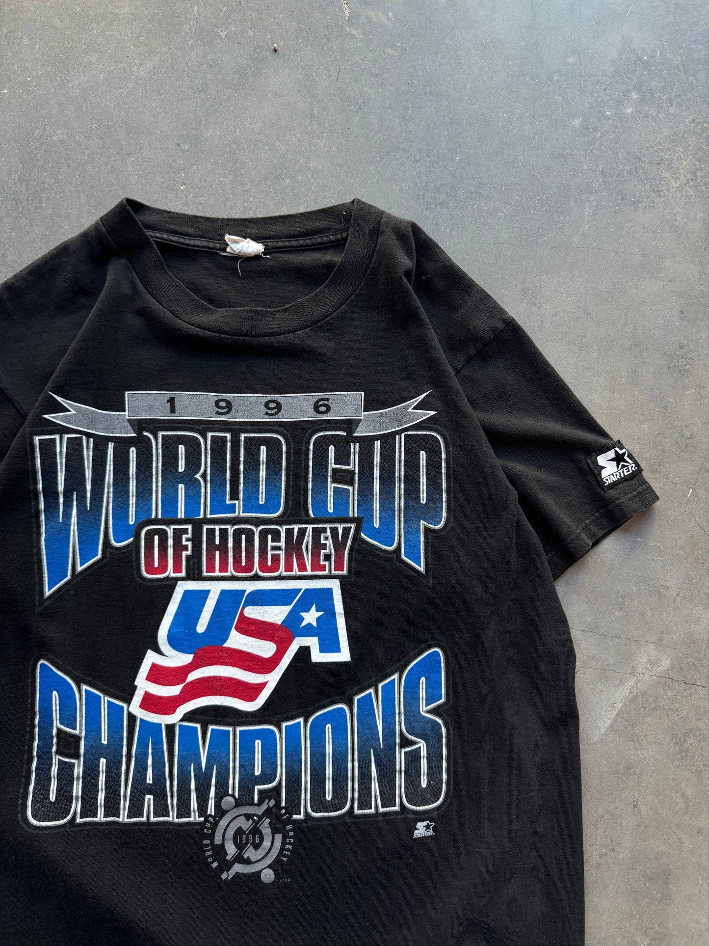 1996 Team USA World Cup of Hockey Champions Vintage Black Starter Tee (Medium)