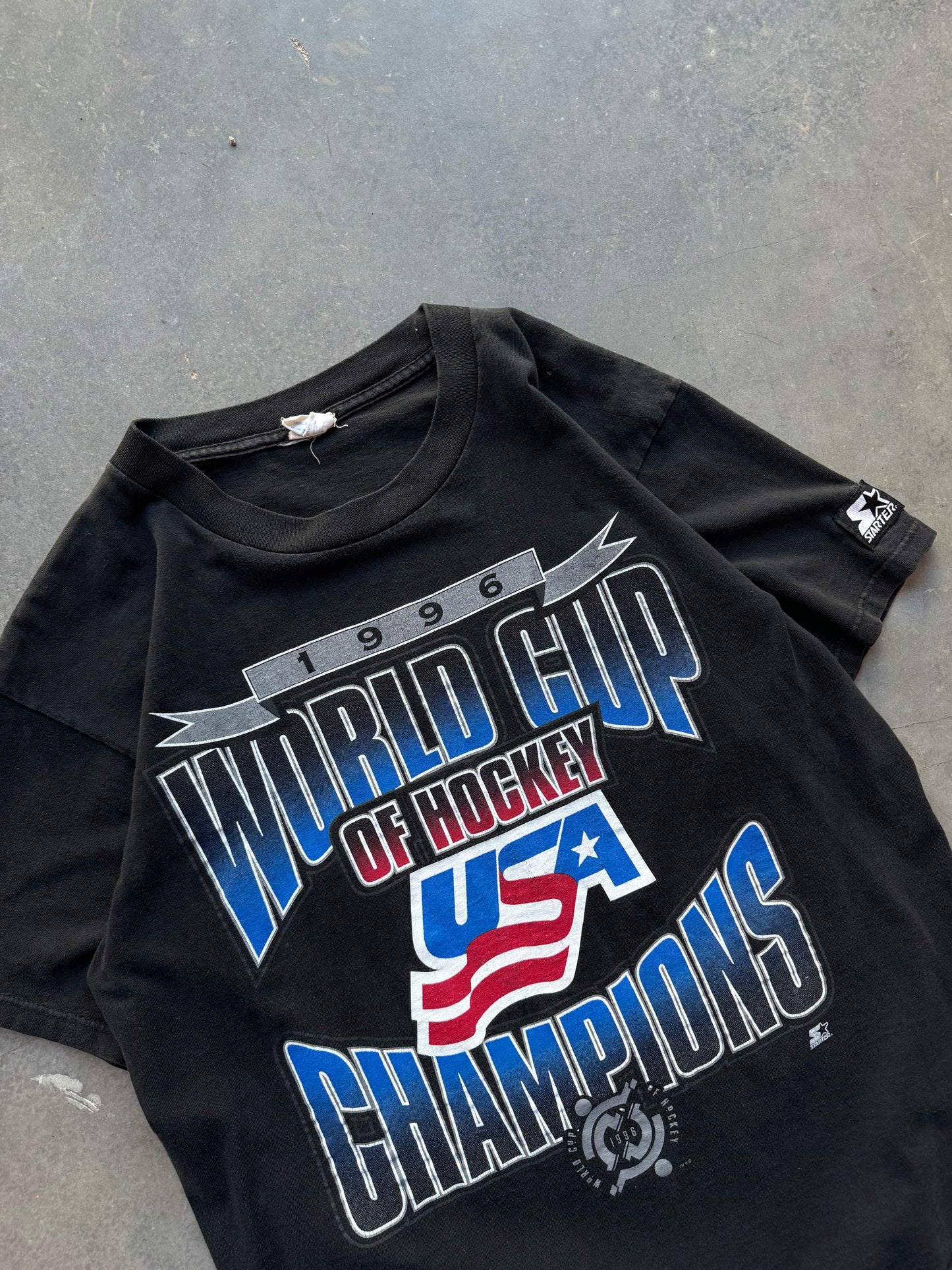 1996 Team USA World Cup of Hockey Champions Vintage Black Starter Tee (Medium)