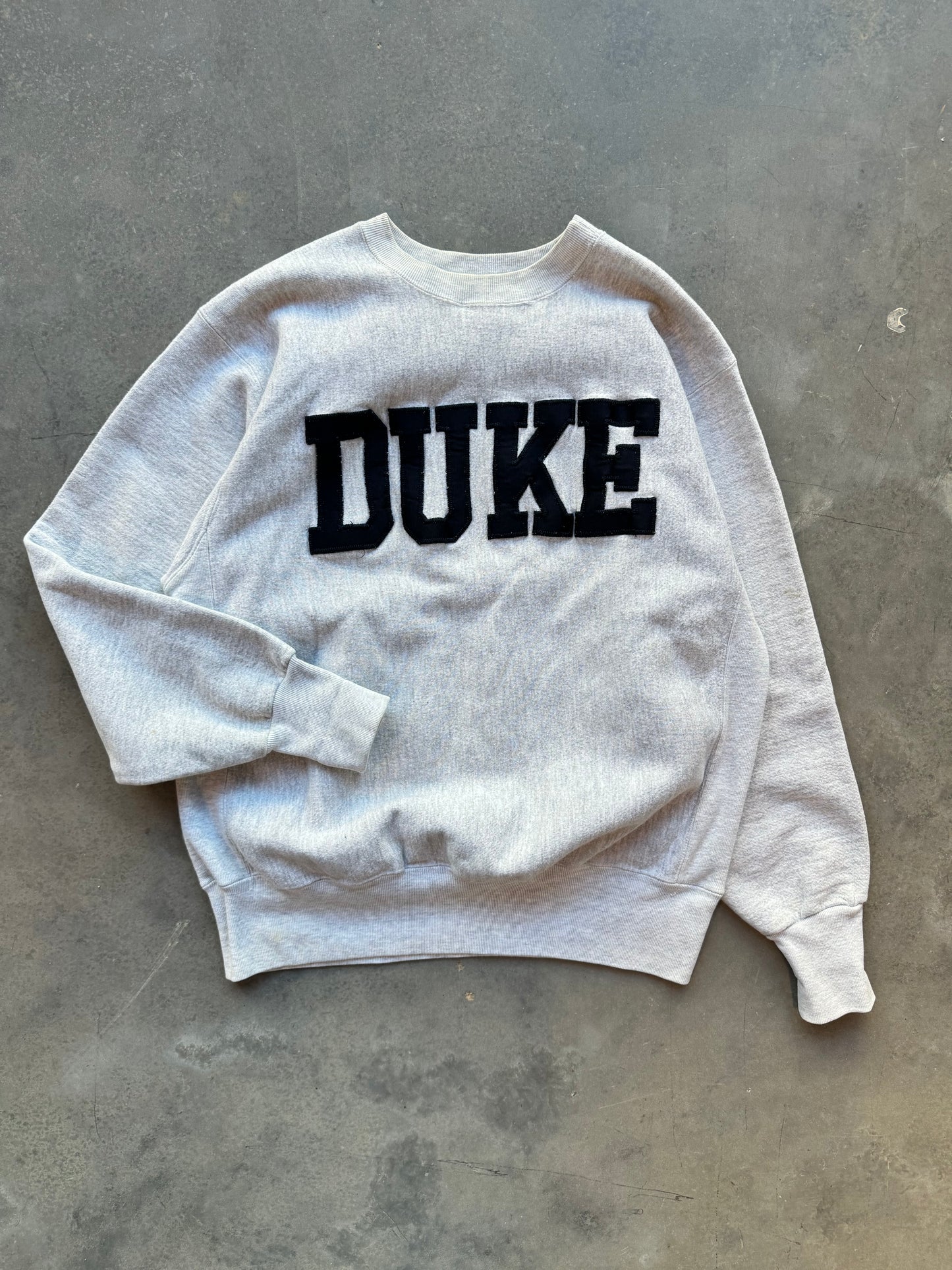 00’s Duke Blue Devils Vintage Heather Grey Heavyweight College Crewneck (Large)