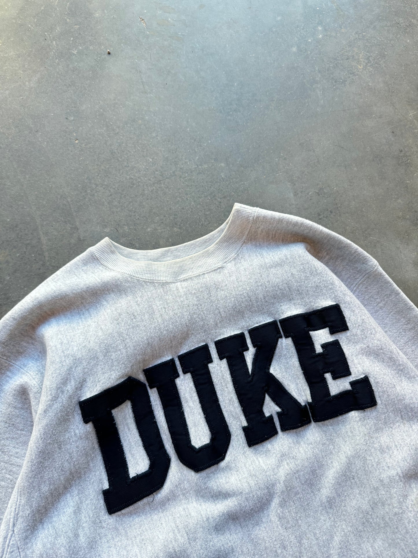 00’s Duke Blue Devils Vintage Heather Grey Heavyweight College Crewneck (Large)