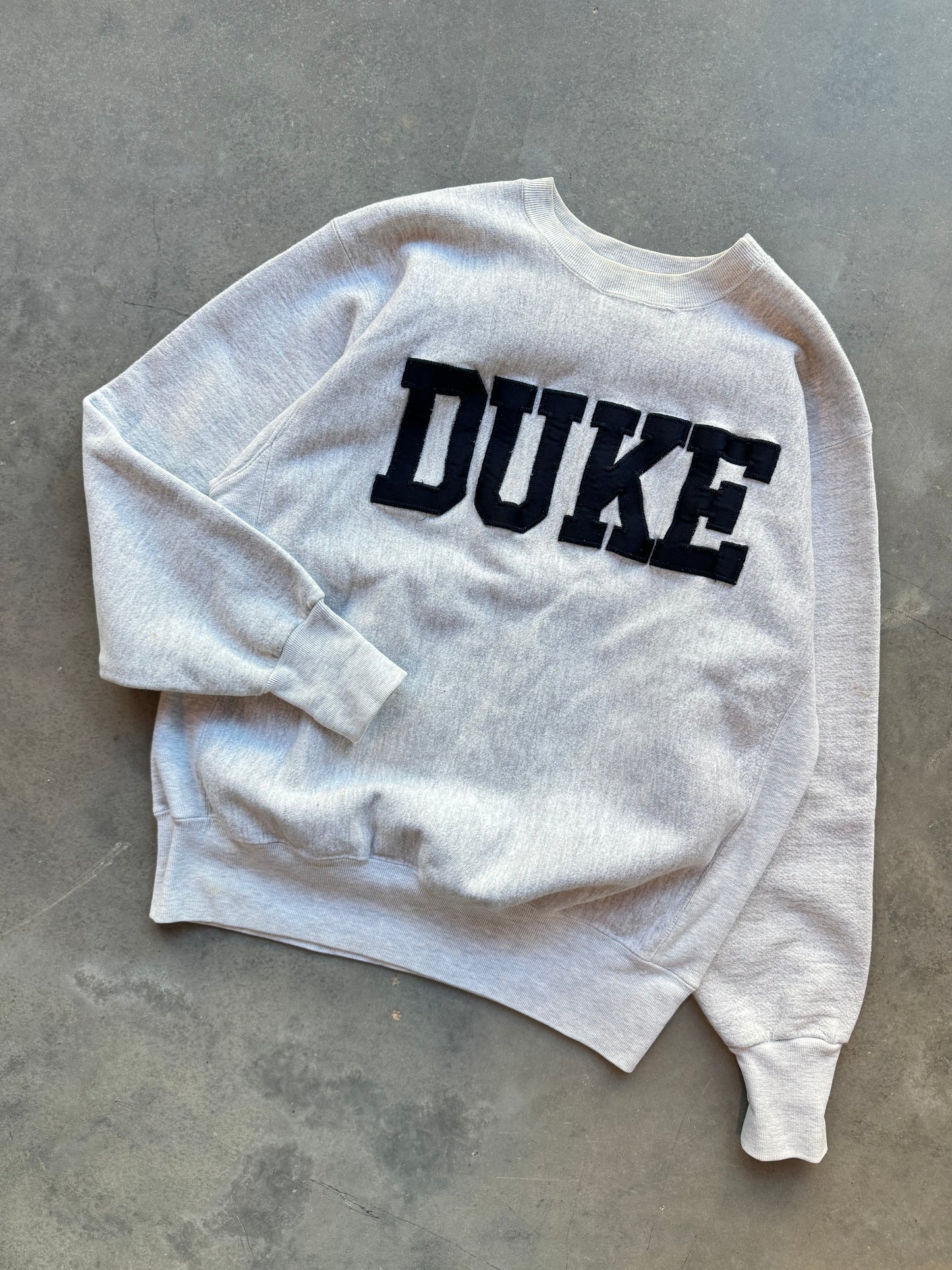 00’s Duke Blue Devils Vintage Heather Grey Heavyweight College Crewneck (Large)