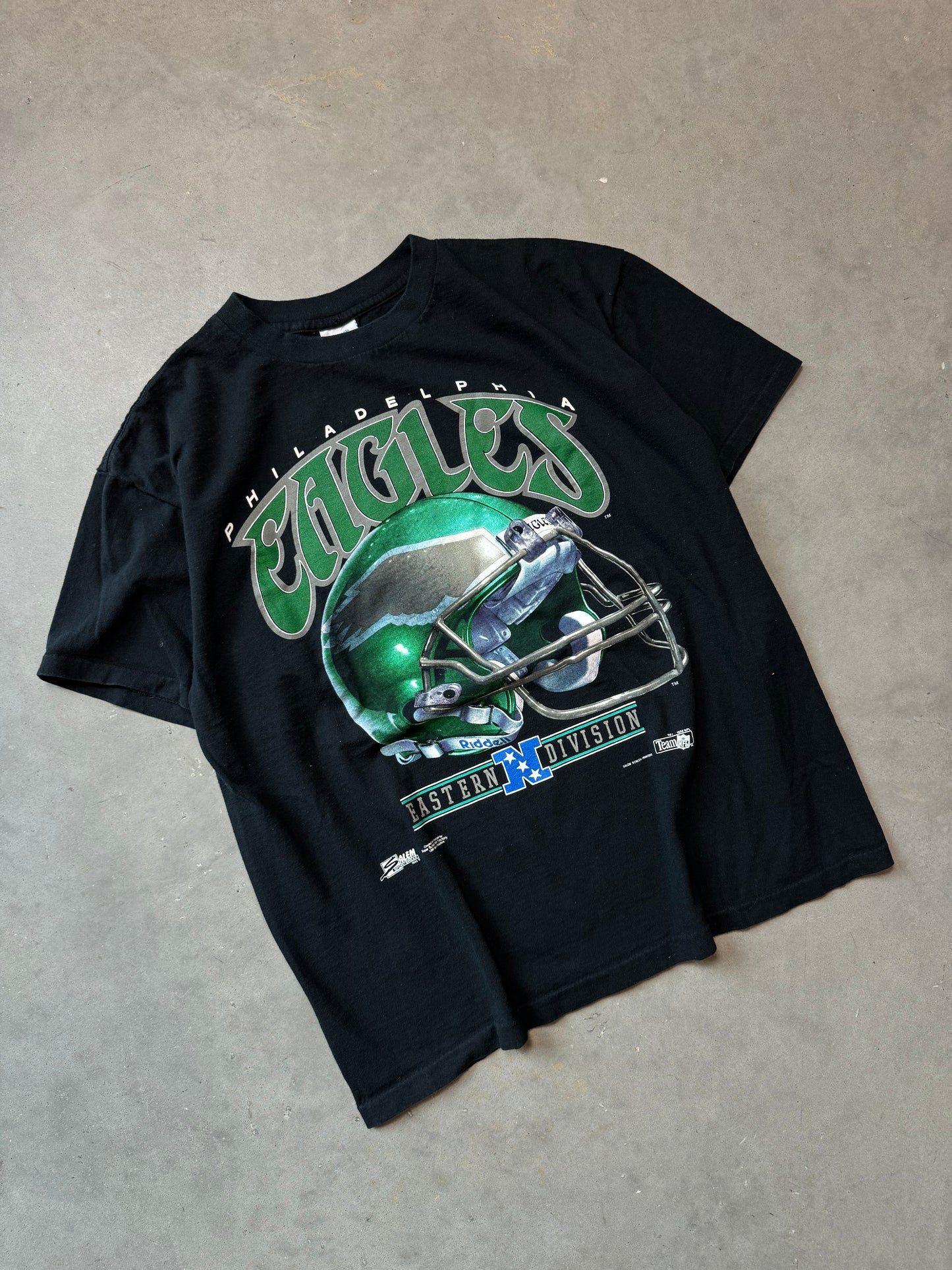 1992 Philadelphia Eagles Vintage Salem Sportswear Kelly Green Helmet NFL Tee (Large)