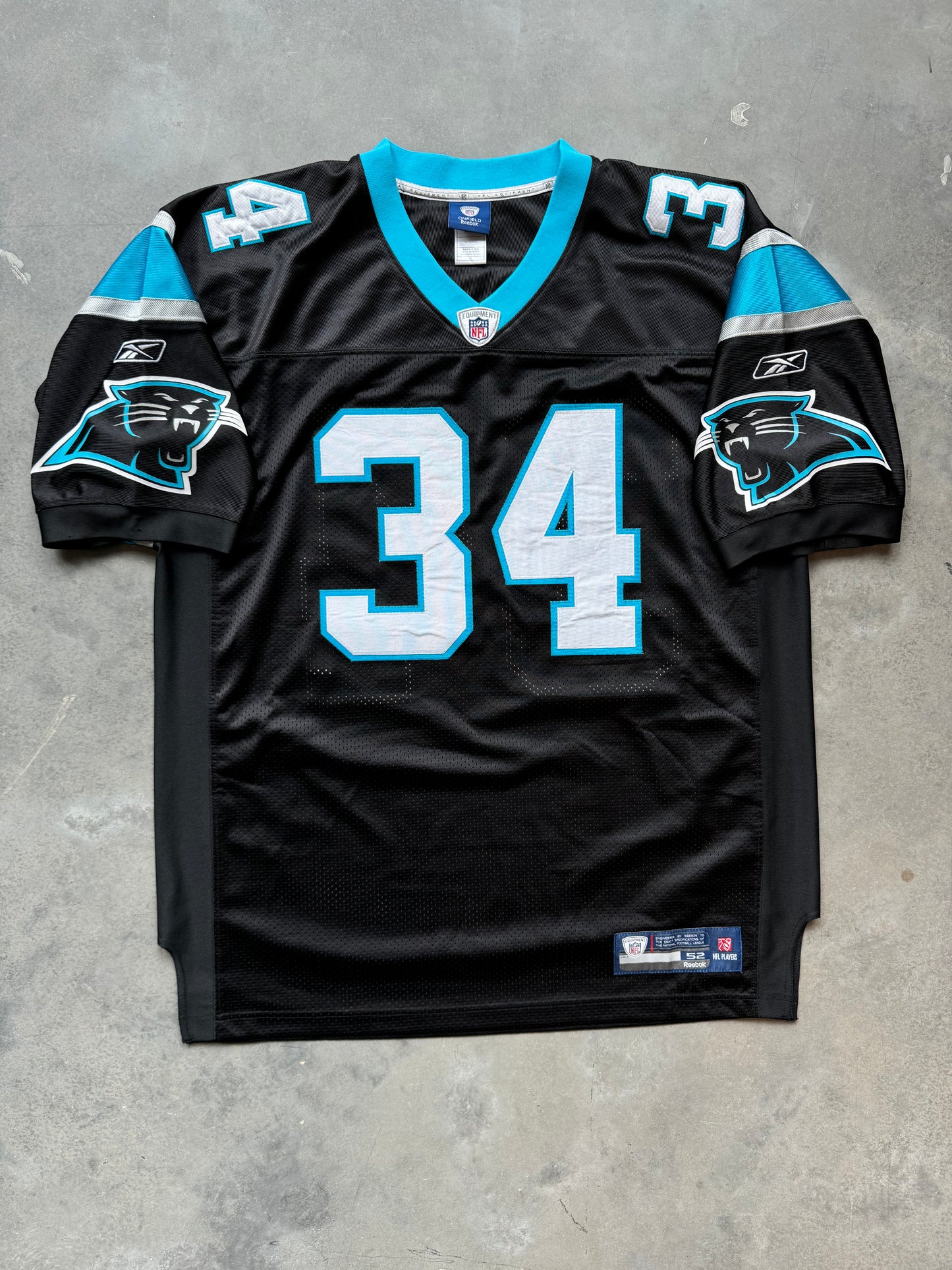 00’s Carolina Panthers DeAngelo Williams Vintage Black Reebok Fully Stitched On Field Authentic NFL Jersey (52/XXL)