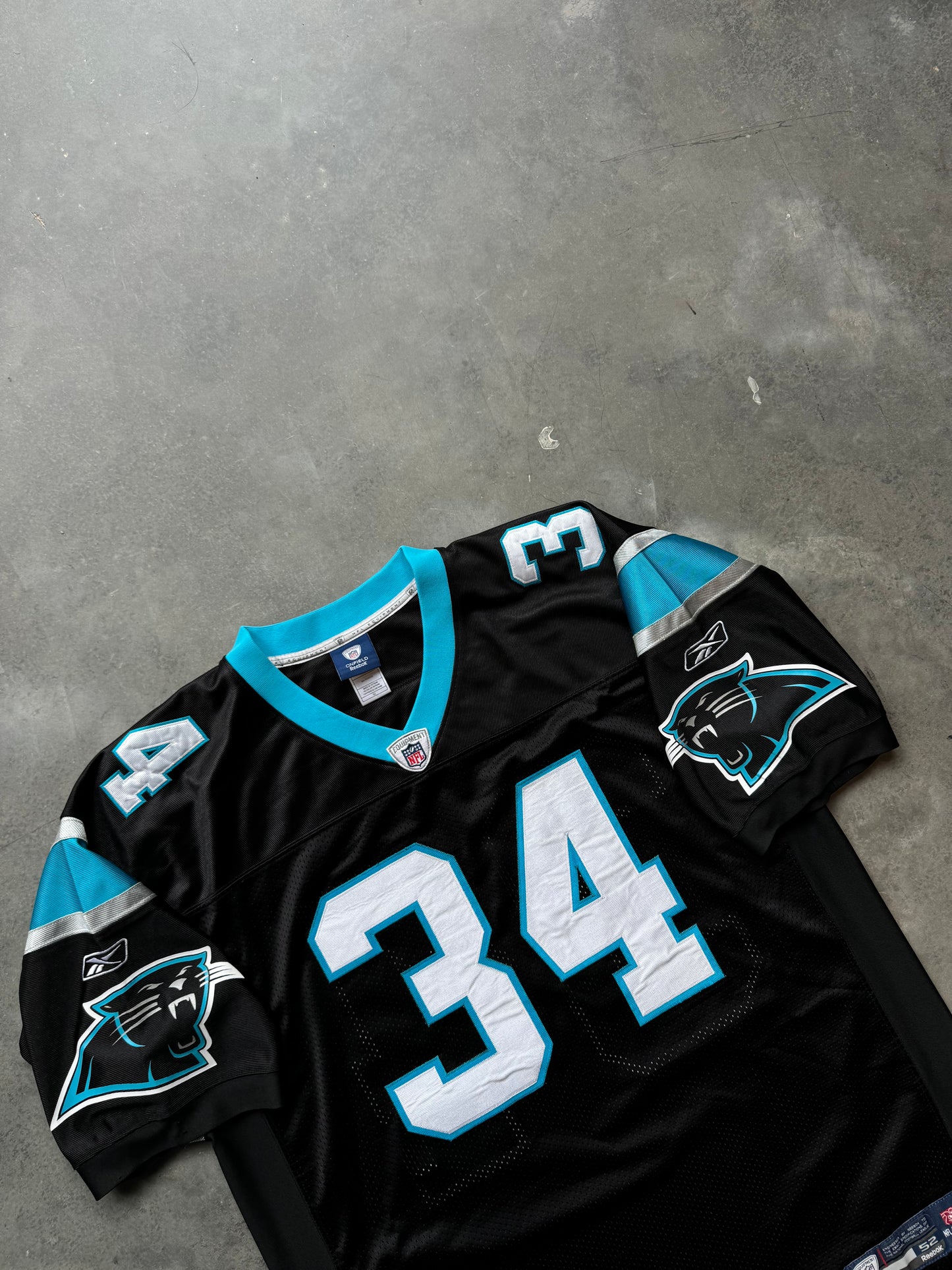 00’s Carolina Panthers DeAngelo Williams Vintage Black Reebok Fully Stitched On Field Authentic NFL Jersey (52/XXL)