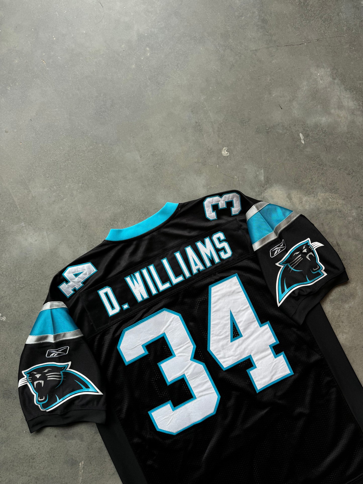 00’s Carolina Panthers DeAngelo Williams Vintage Black Reebok Fully Stitched On Field Authentic NFL Jersey (52/XXL)