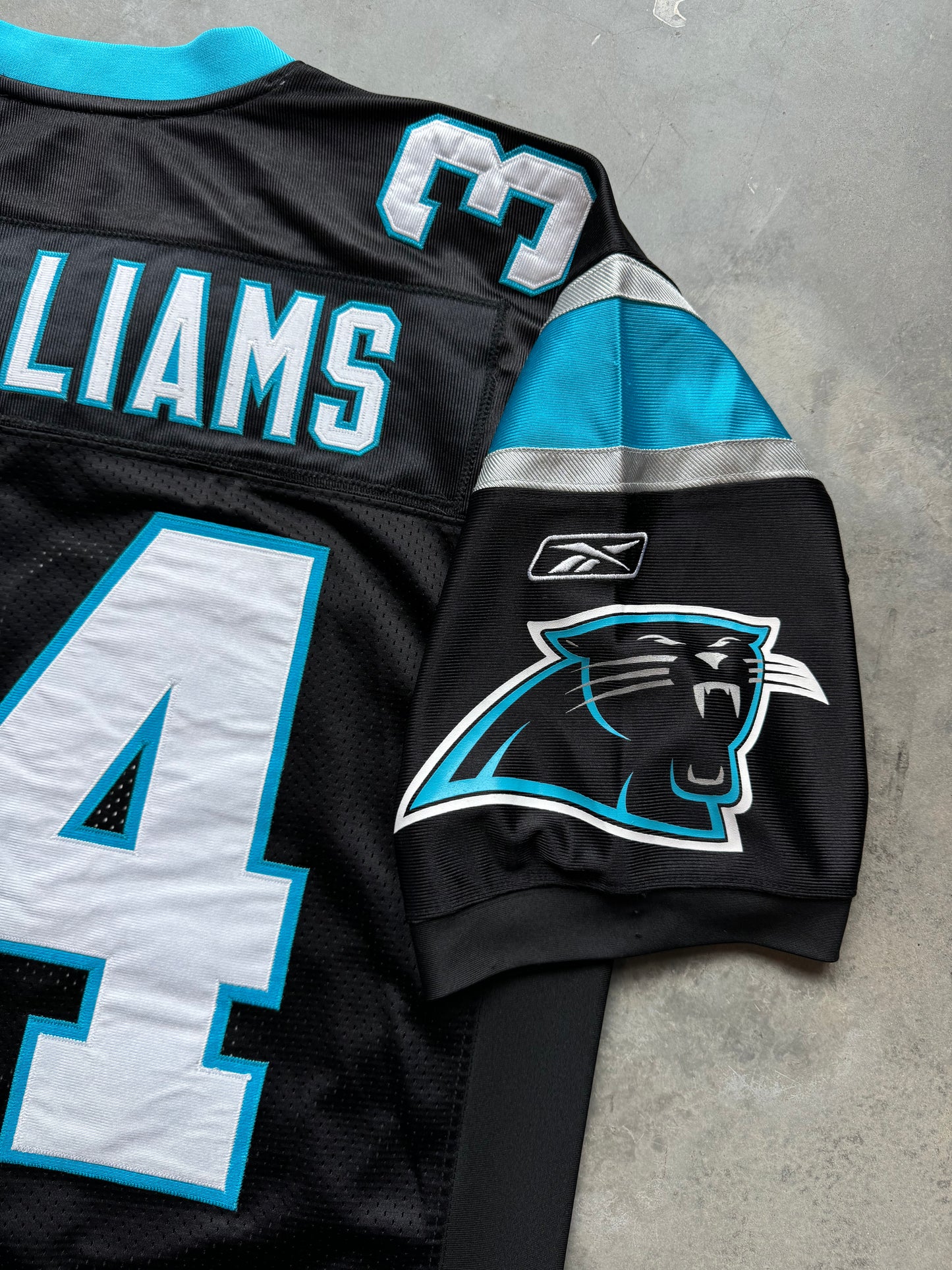 00’s Carolina Panthers DeAngelo Williams Vintage Black Reebok Fully Stitched On Field Authentic NFL Jersey (52/XXL)