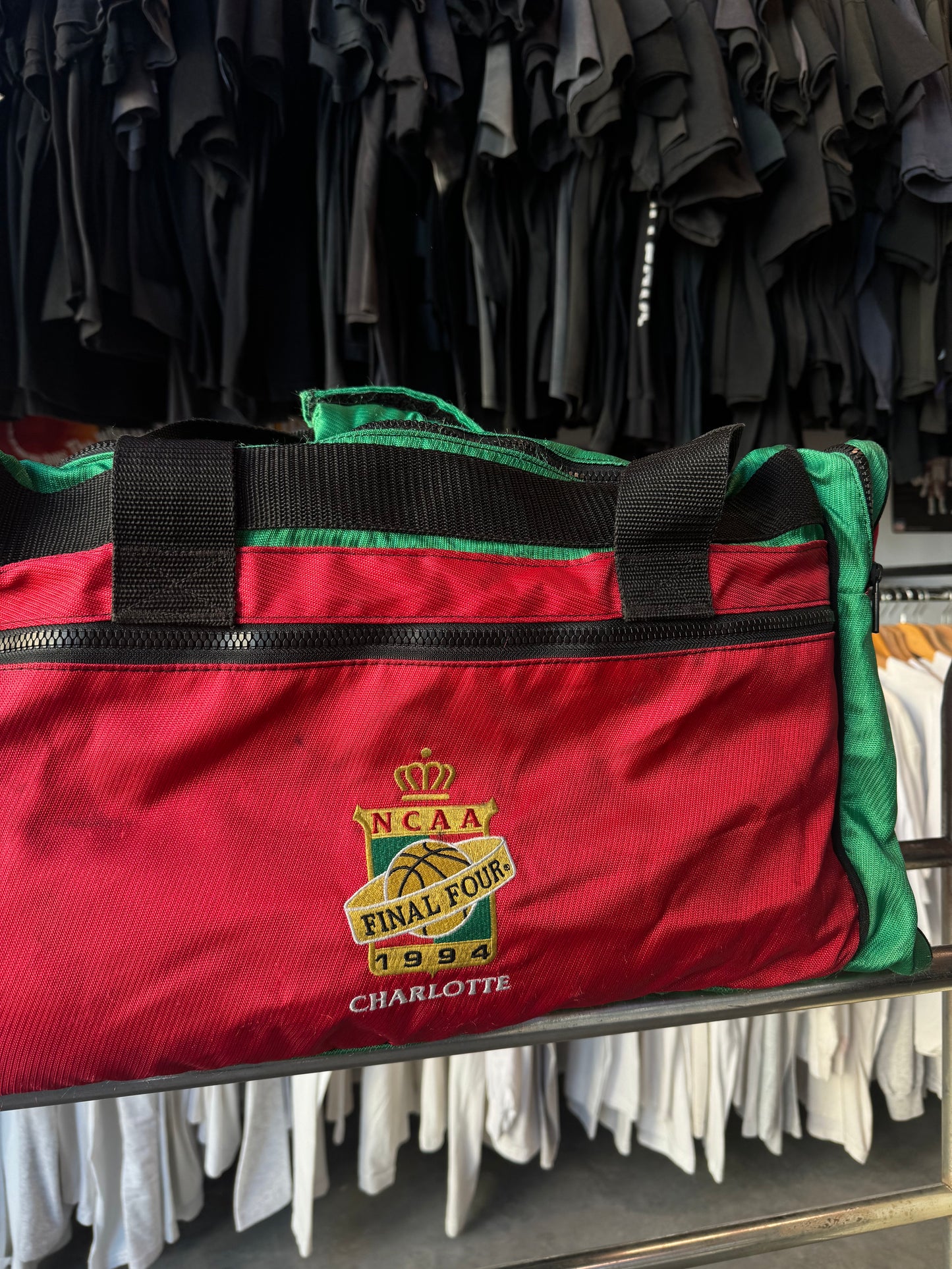 1994 Charlotte NCAA Final Four College Basketball Green & Red Large Colorblocked Duffle Bag