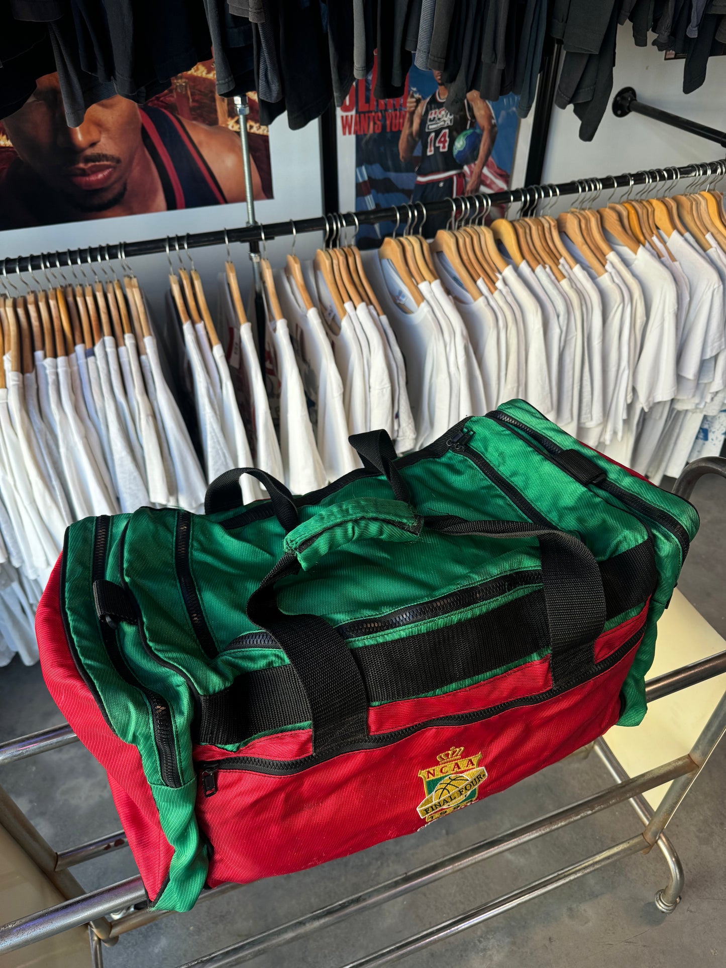 1994 Charlotte NCAA Final Four College Basketball Green & Red Large Colorblocked Duffle Bag