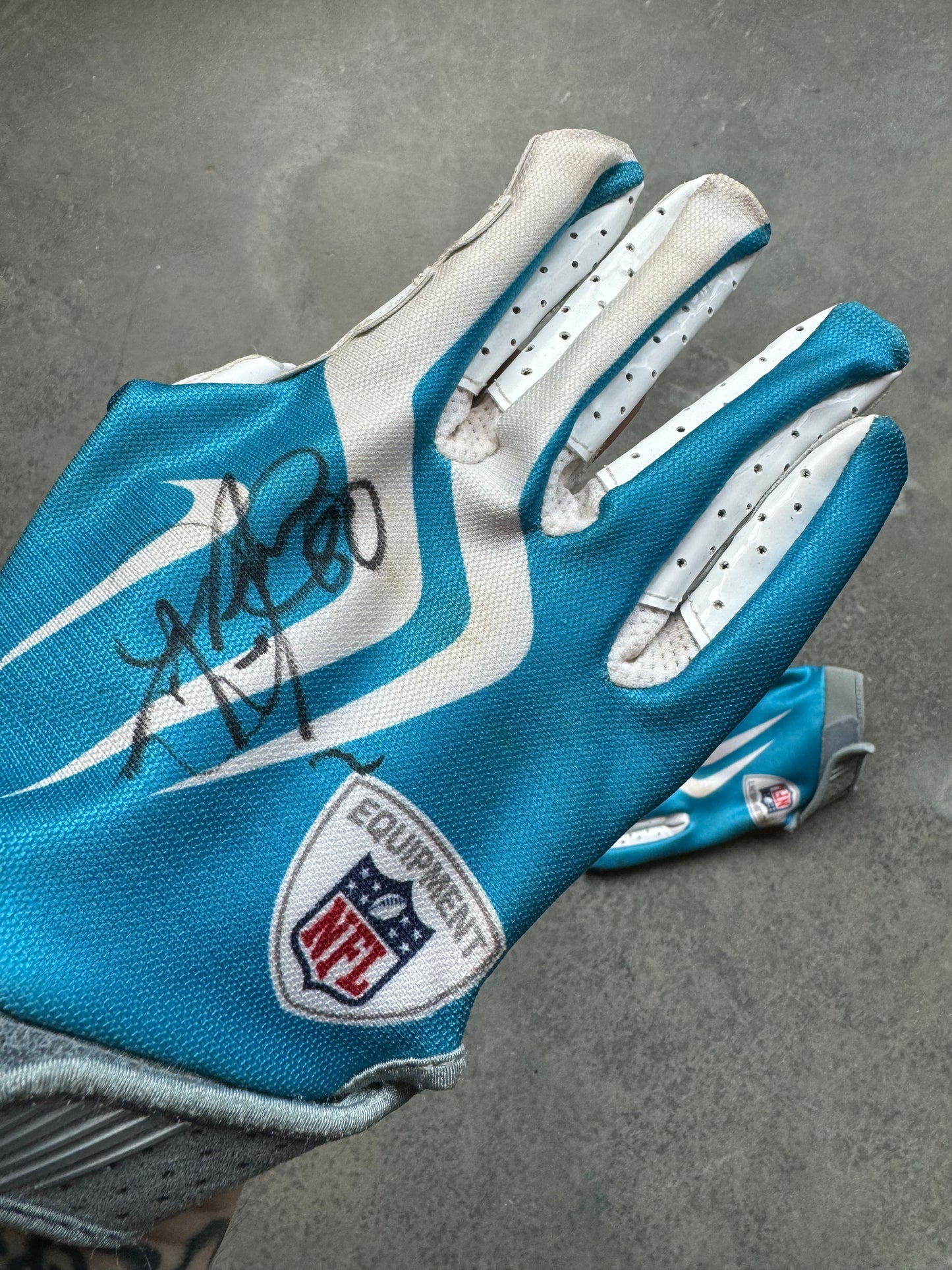 00’s Carolina Panthers Dwayne Jarrett Vintage Nike Game Worn NFL Football Gloves - Autographed
