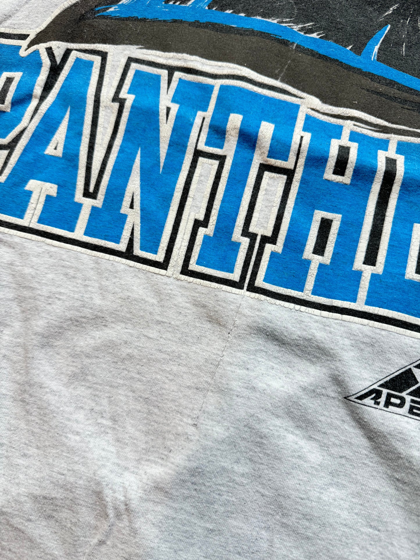1993 Carolina Panthers Vintage Heather Grey Abstract Sketch Logo NFL Tee (Large)