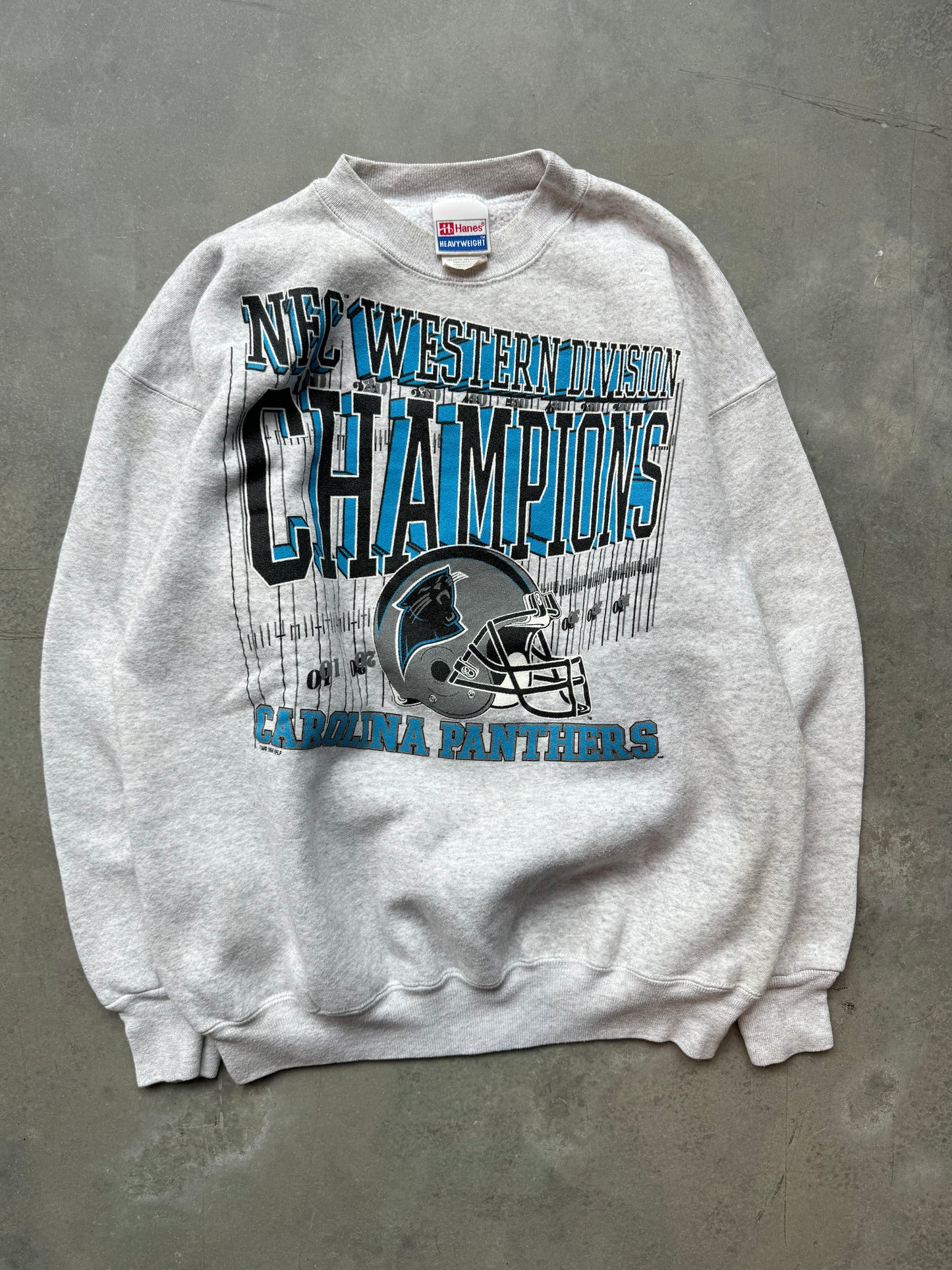 1996 Carolina Panthers Vintage Heather Grey NFC Western Division Champions NFL Crewneck (Medium)