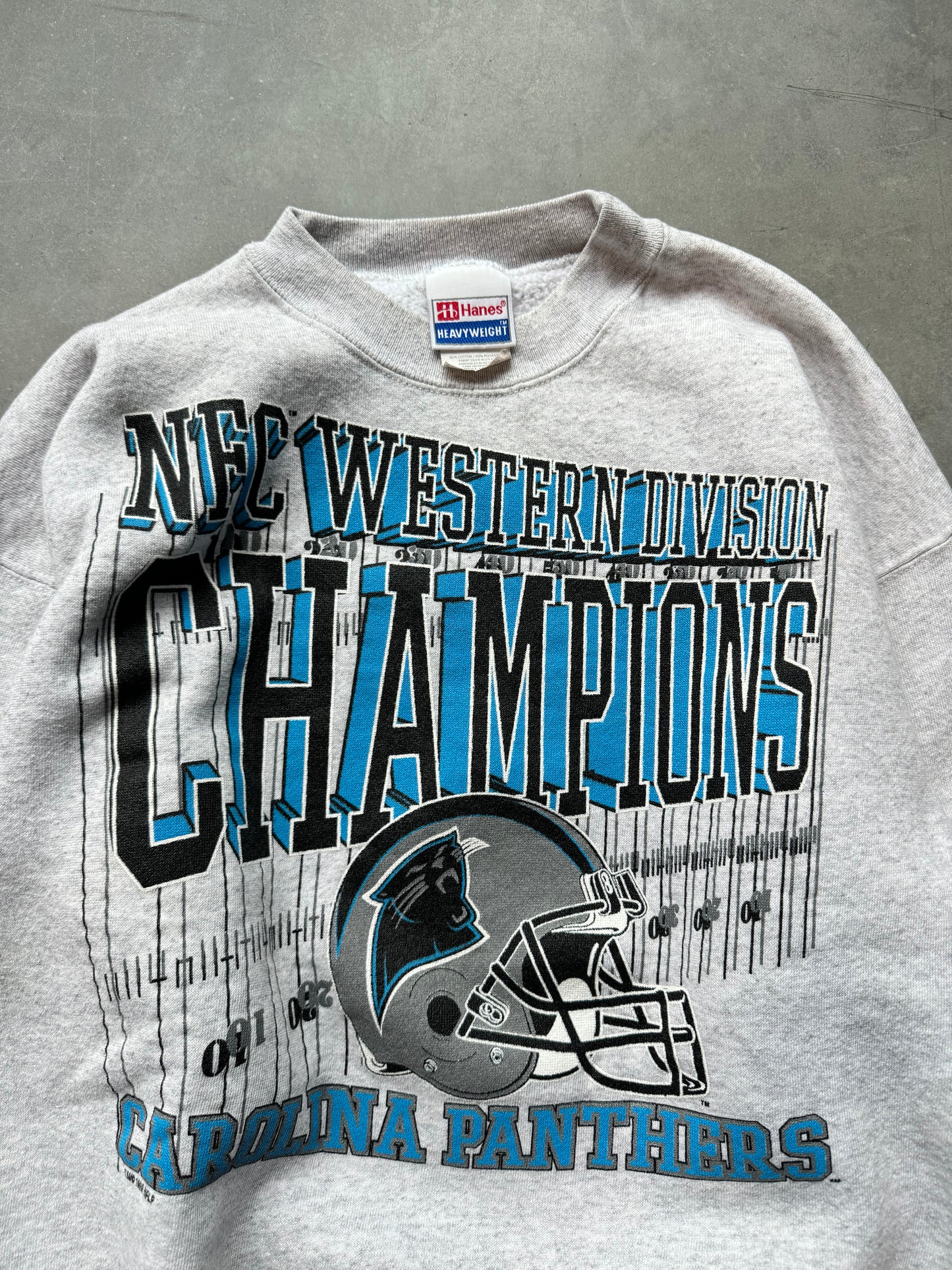 1996 Carolina Panthers Vintage Heather Grey NFC Western Division Champions NFL Crewneck (Medium)