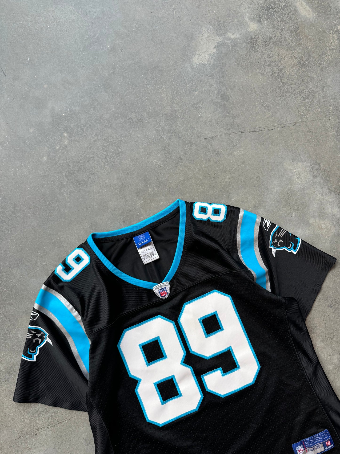 00’s Carolina Panthers Steve Smith Vintage Black Reebok Stitched NFL Jersey (Women’s Large)