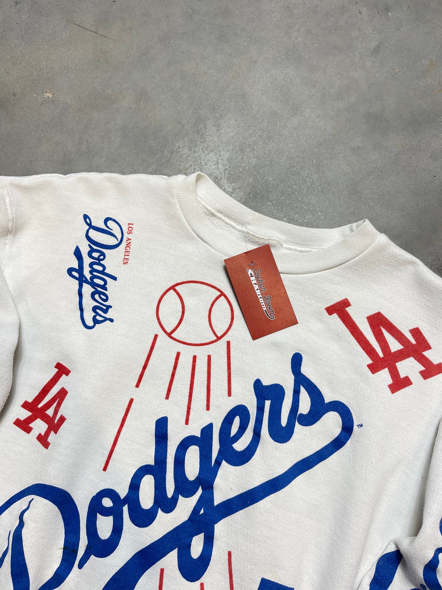 90’s Los Angeles Dodgers Vintage Majestic All Over Print Logo Crewneck (Medium)