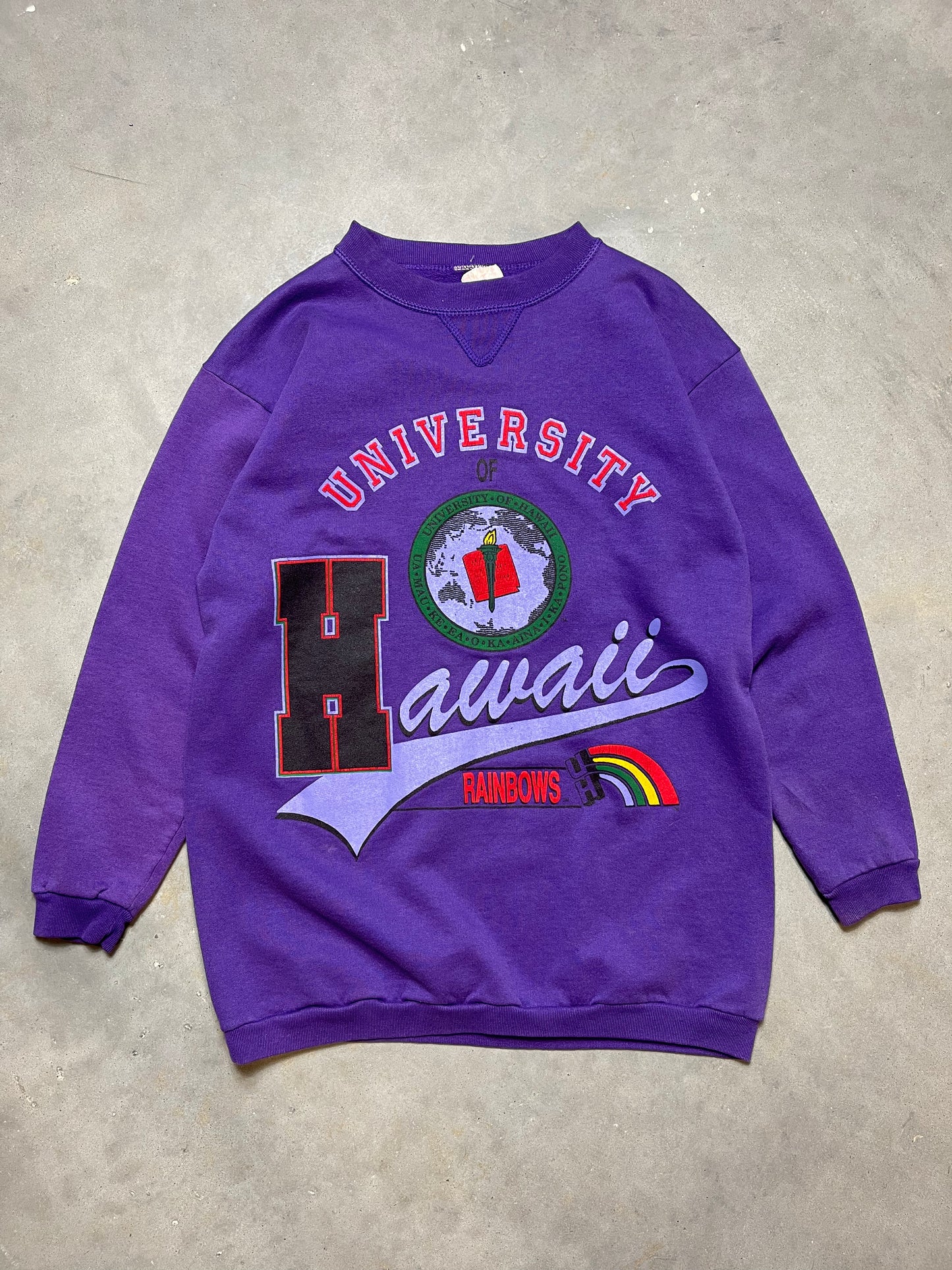 90’s Hawaii Rainbows Vintage College Crewneck (Small)