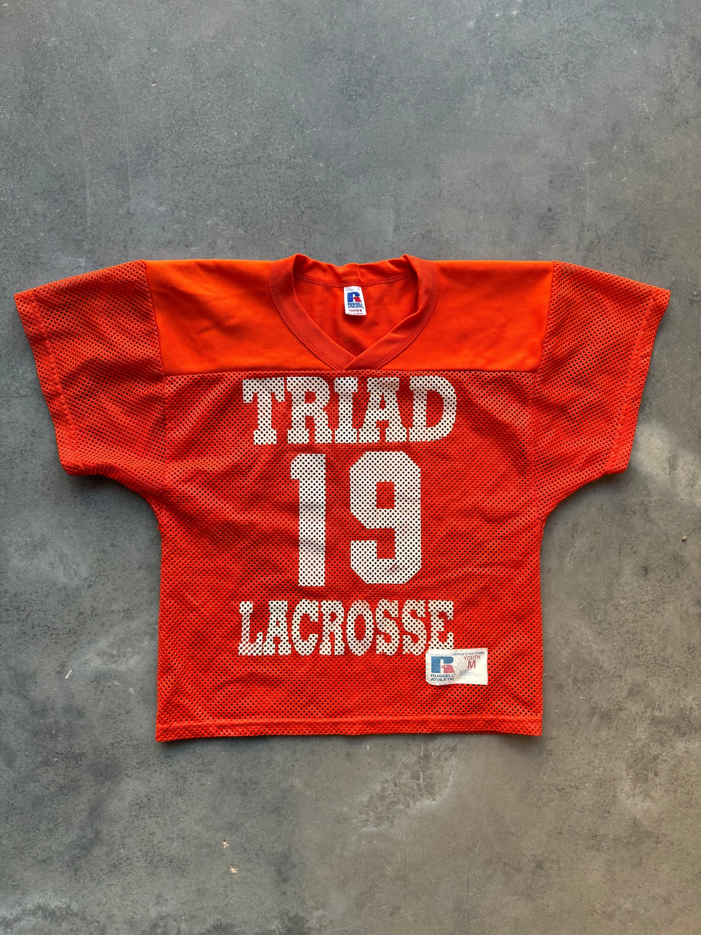 00’s Triad Lacrosse Russell Athletic Orange Mesh Jersey (Youth Medium)