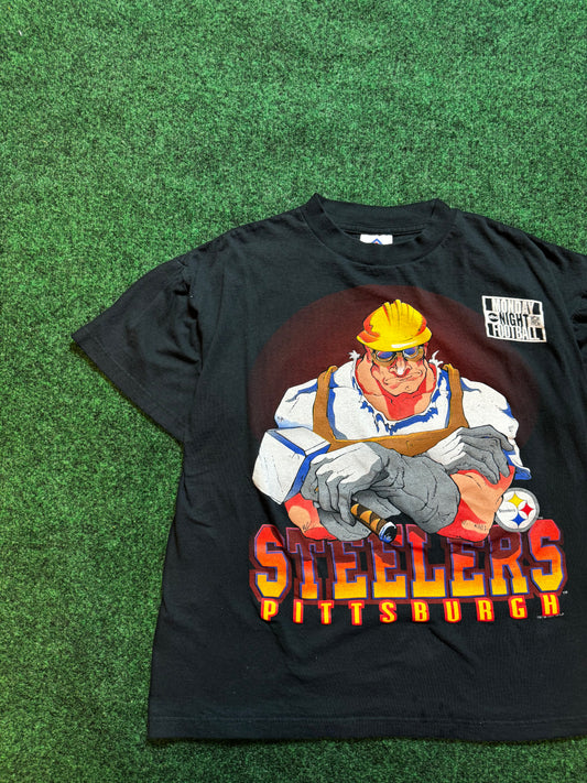 90’s Pittsburgh Steelers Vintage NFL Monday Night Football Tee (Medium)