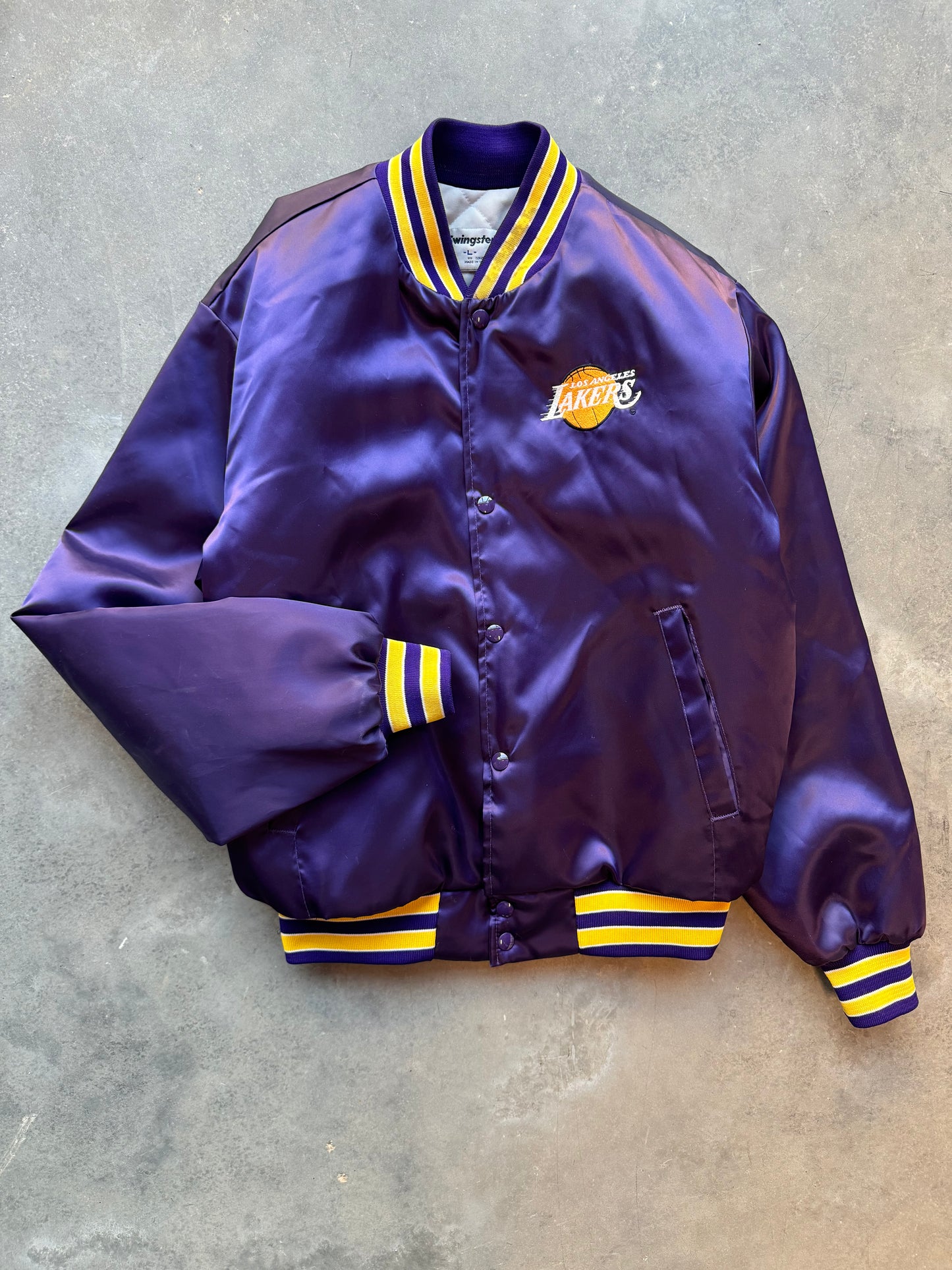 80’s Los Angeles Lakers Vintage Purple Swingster NBA Satin Jacket (Large)