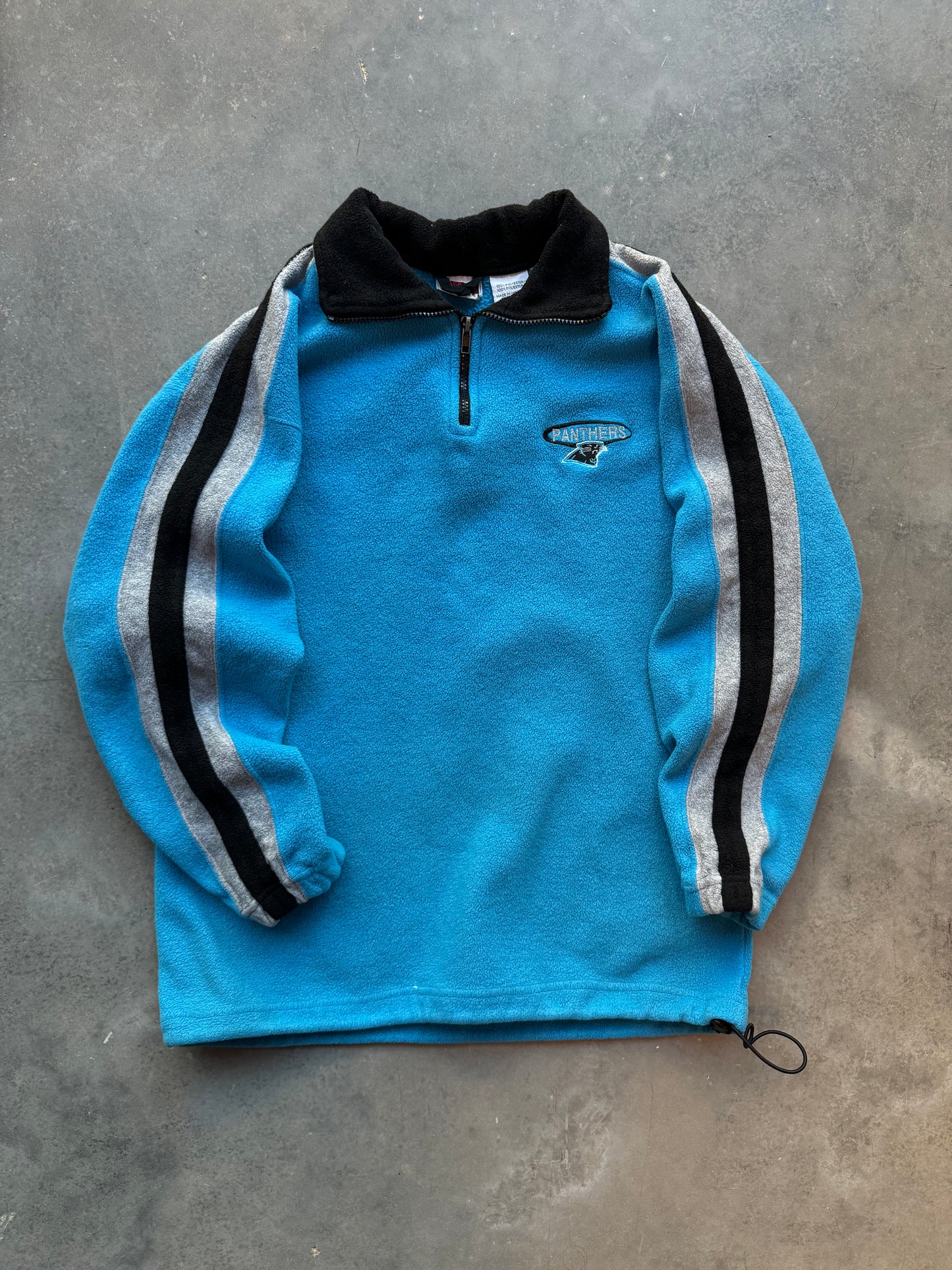 90’s Carolina Panthers Vintage Electric Blue Fleece Striped NFL Pullover (Medium)